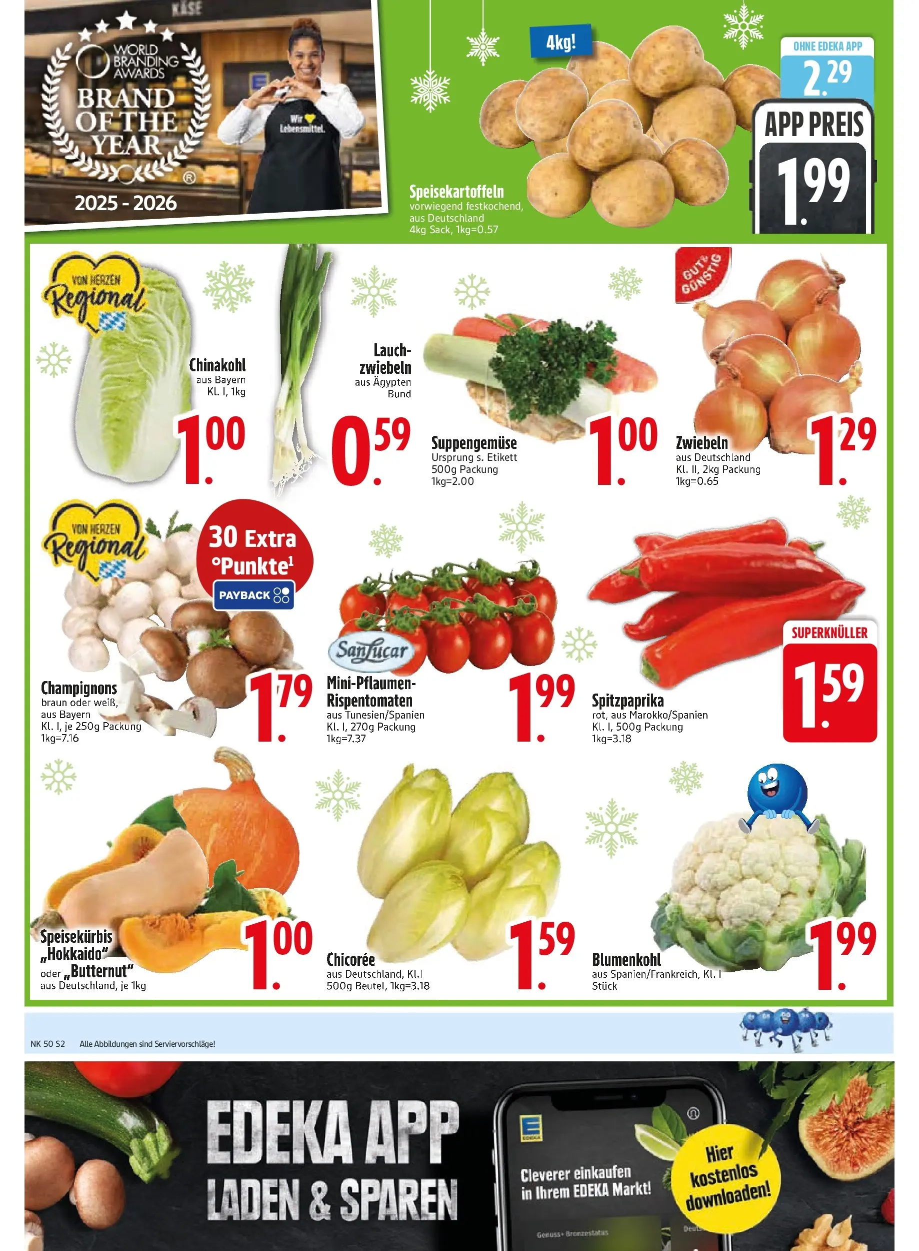 Edeka prospekt Zwiesel	 (ab 07.12.2025) » Angebote Online | Seite: 4 | Produkte: Champignons, Zwiebeln, Chinakohl, Blumenkohl