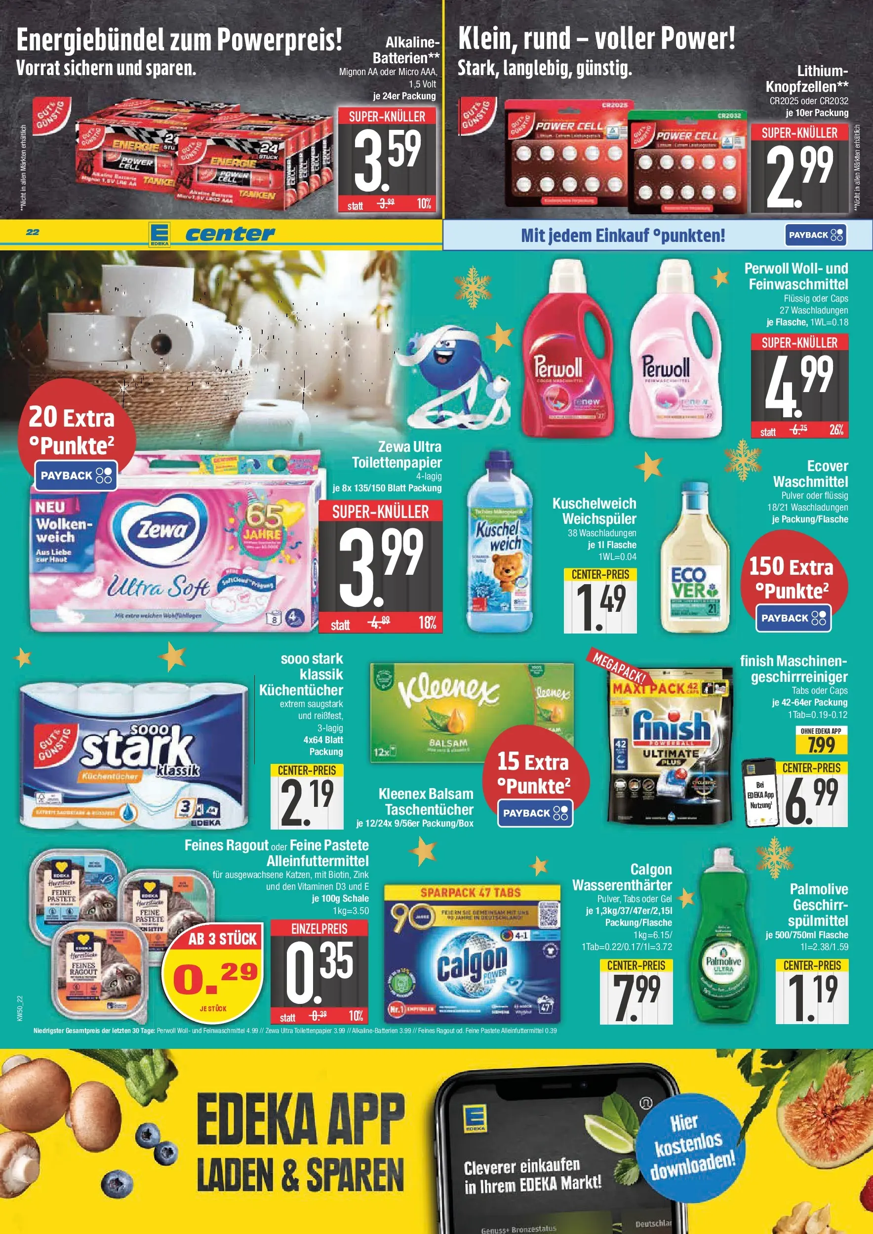 Edeka prospekt Bad Reichenhall	 (ab 07.12.2025) » Angebote Online | Seite: 22 | Produkte: Batterien, Zewa, Finish, Weichspüler