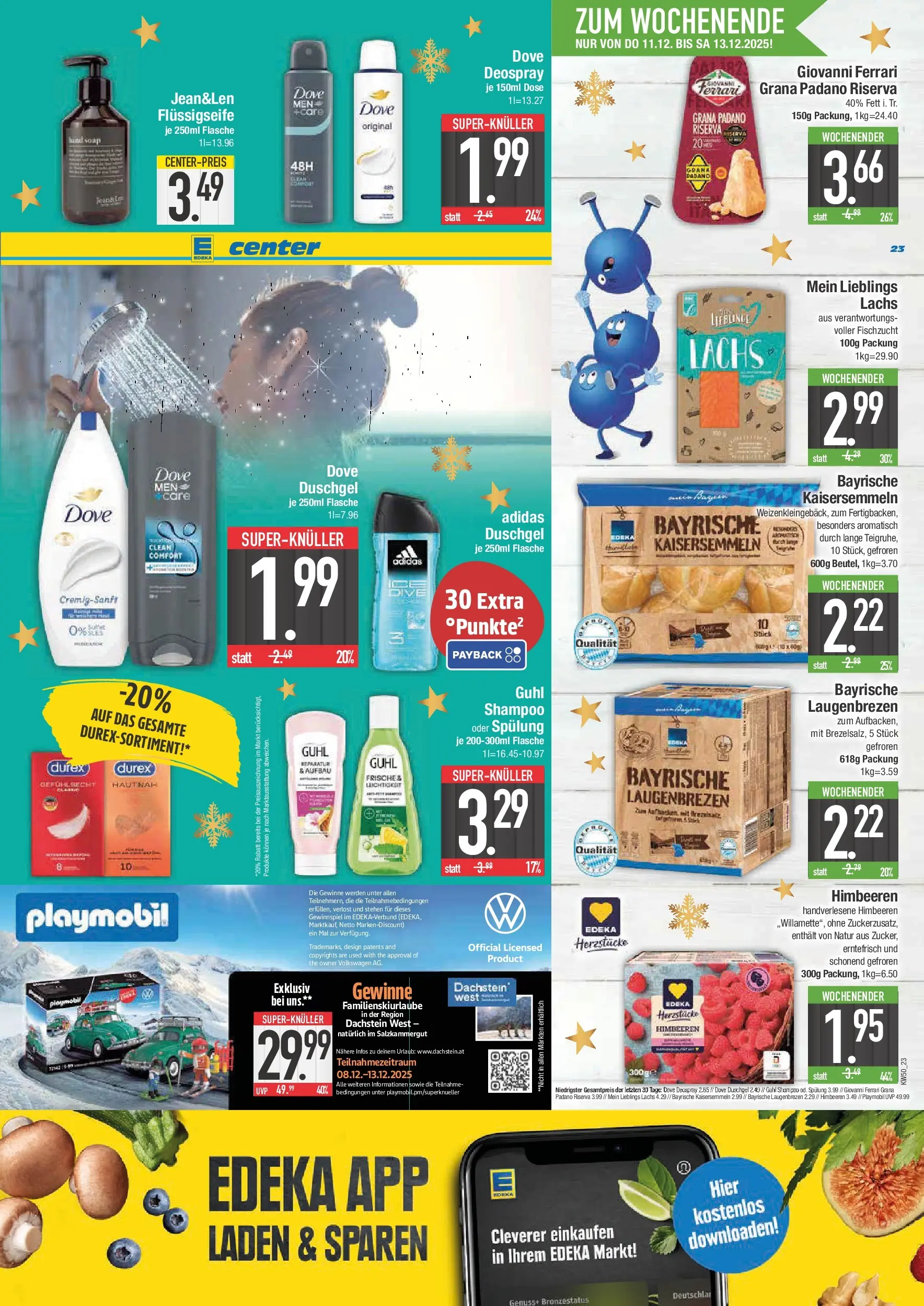 Edeka prospekt Schwabmünchen	 (ab 07.12.2025) » Angebote Online | Seite: 23 | Produkte: Himbeeren, Duschgel, Lachs, Shower Gel