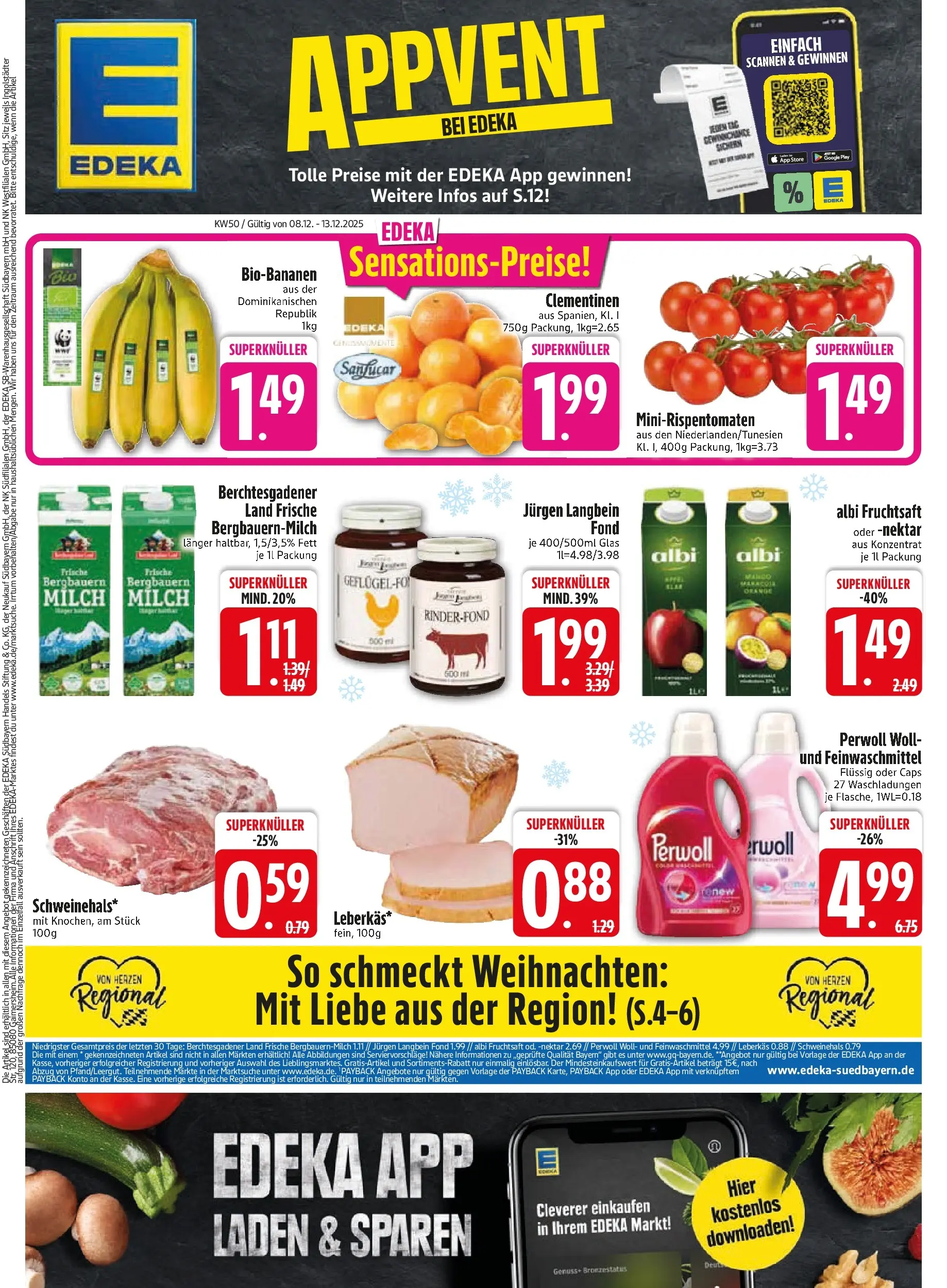 Edeka prospekt Sonthofen	 (ab 08.12.2025) » Angebote Online | Seite: 3 | Produkte: Milch, Perwoll, Fruchtsaft