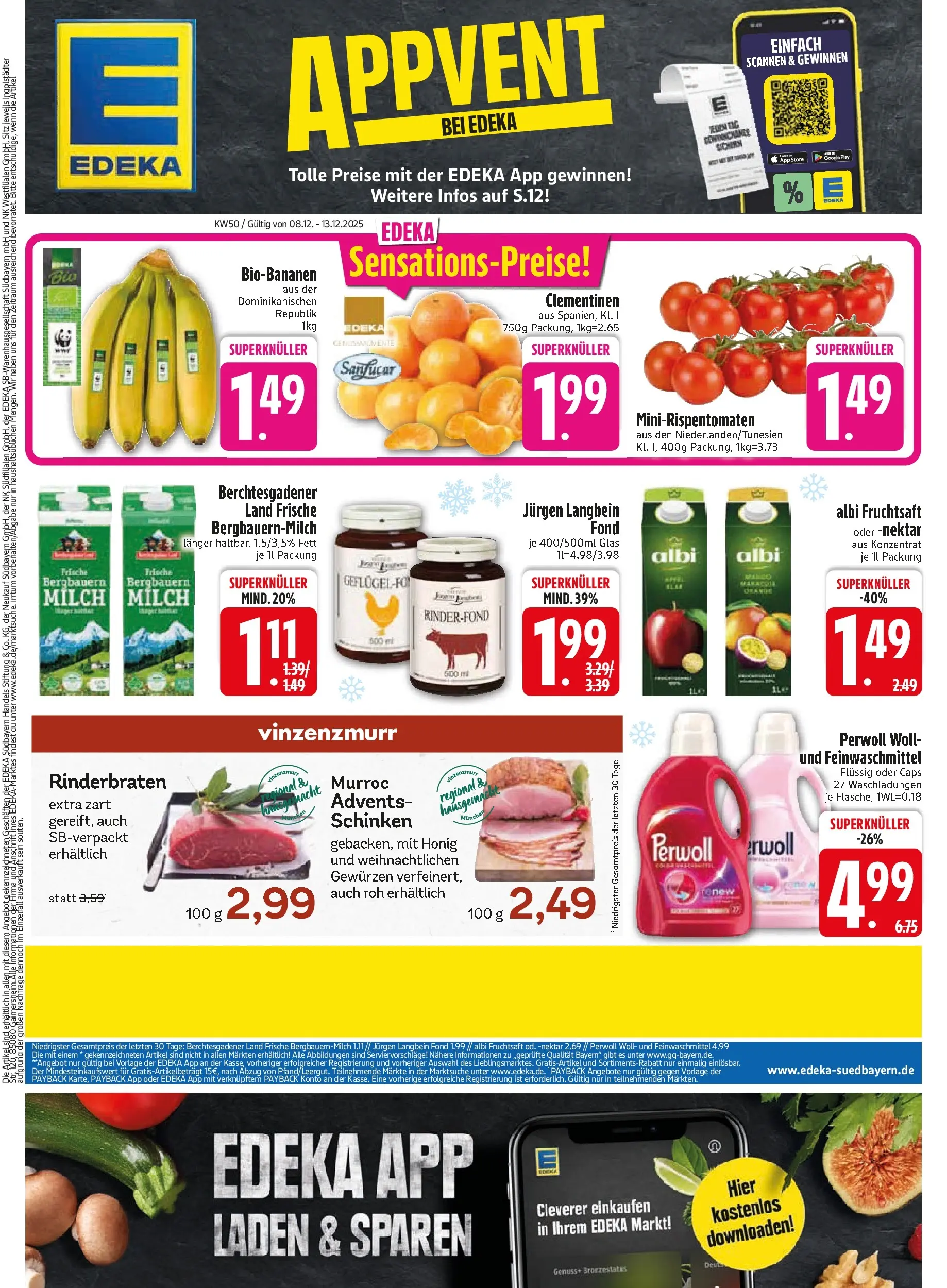 Edeka prospekt Ottobrunn	 (ab 07.12.2025) » Angebote Online | Seite: 3 | Produkte: Milch, Perwoll, Schinken, Fruchtsaft