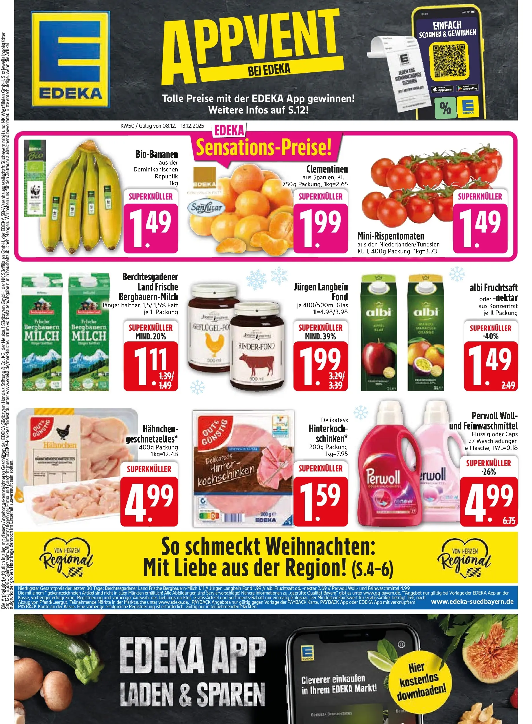 Edeka prospekt München	 (ab 08.12.2025) » Angebote Online | Seite: 3 | Produkte: Hahnchen, Milch, Perwoll, Fruchtsaft
