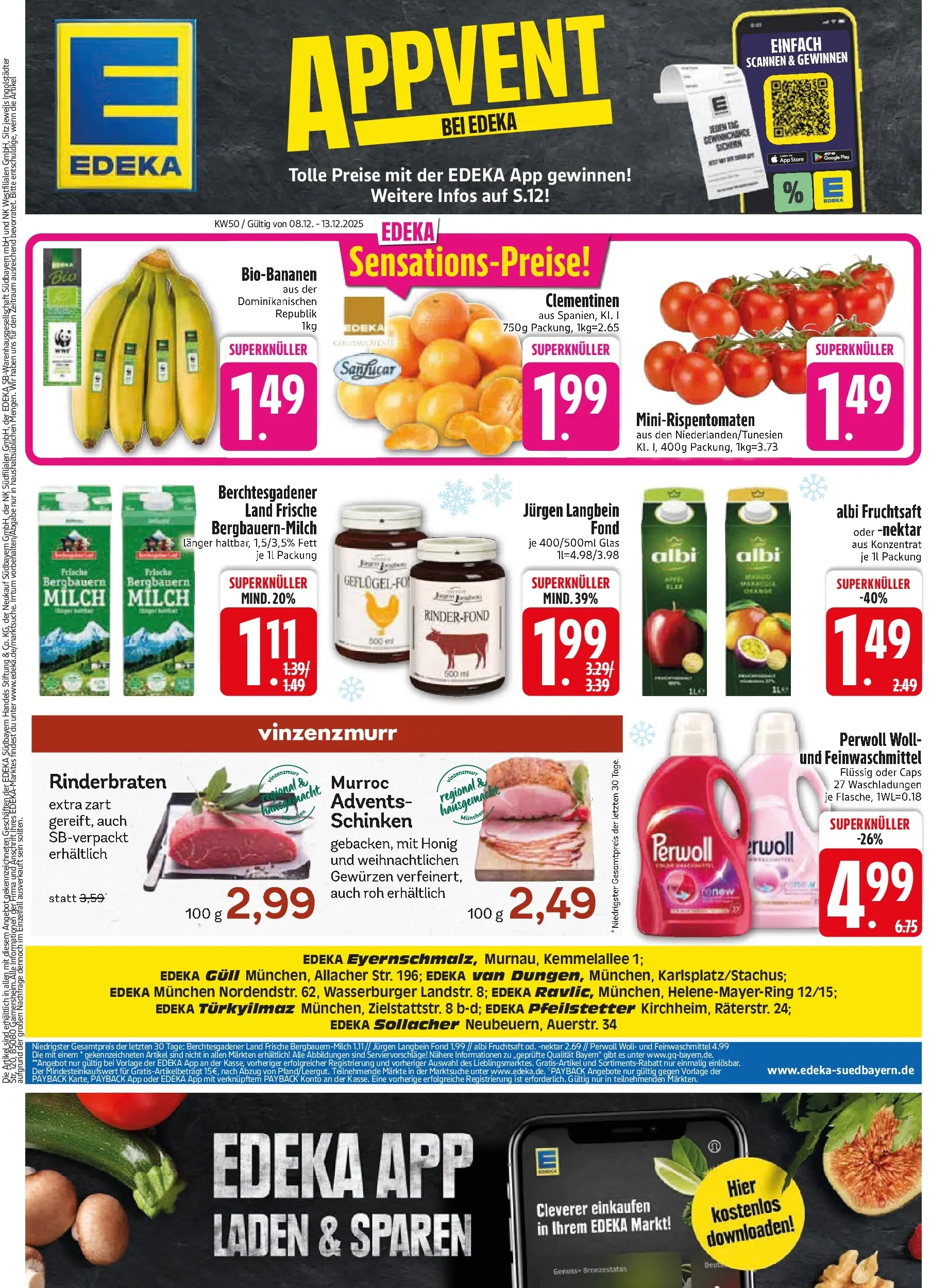 Edeka prospekt München	 (ab 07.12.2025) » Angebote Online | Seite: 3 | Produkte: Milch, Perwoll, Schinken, Fruchtsaft