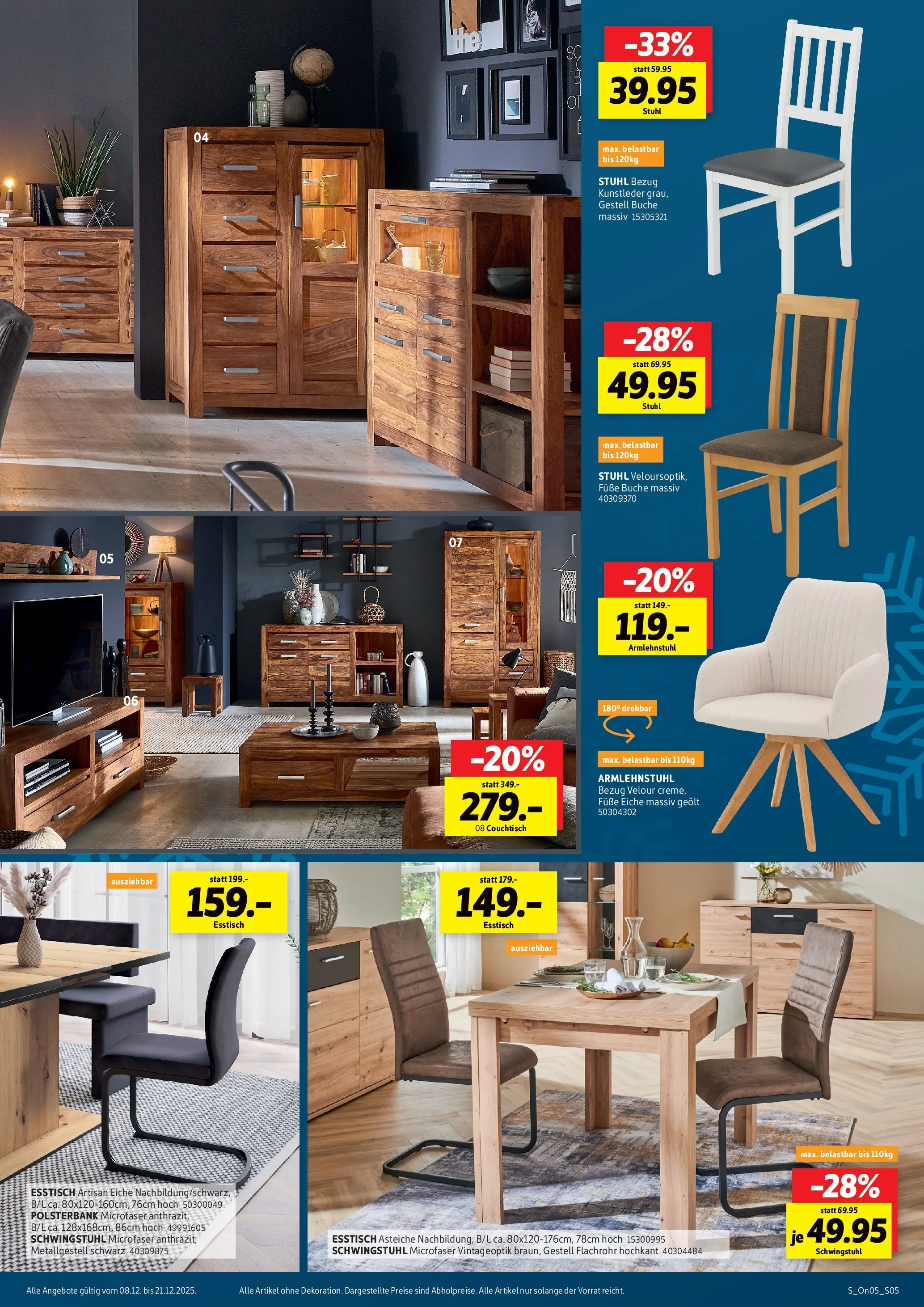 Sconto Prospekt 	 (ab 08.12.2025) zum Blättern | Seite: 5 | Produkte: Esstisch, Couchtisch, Stuhl