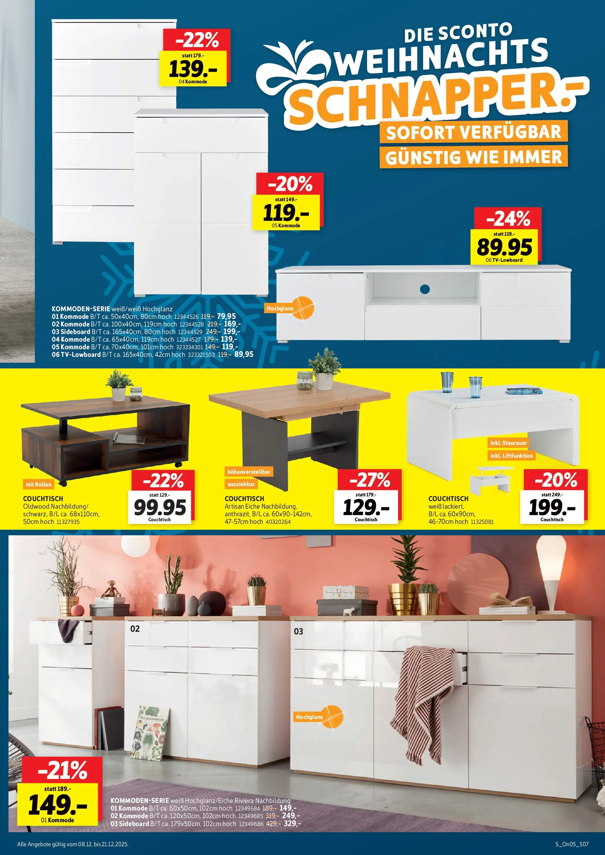 Sconto Prospekt 	 (ab 08.12.2025) zum Blättern | Seite: 7 | Produkte: Sideboard, Kommode, Couchtisch