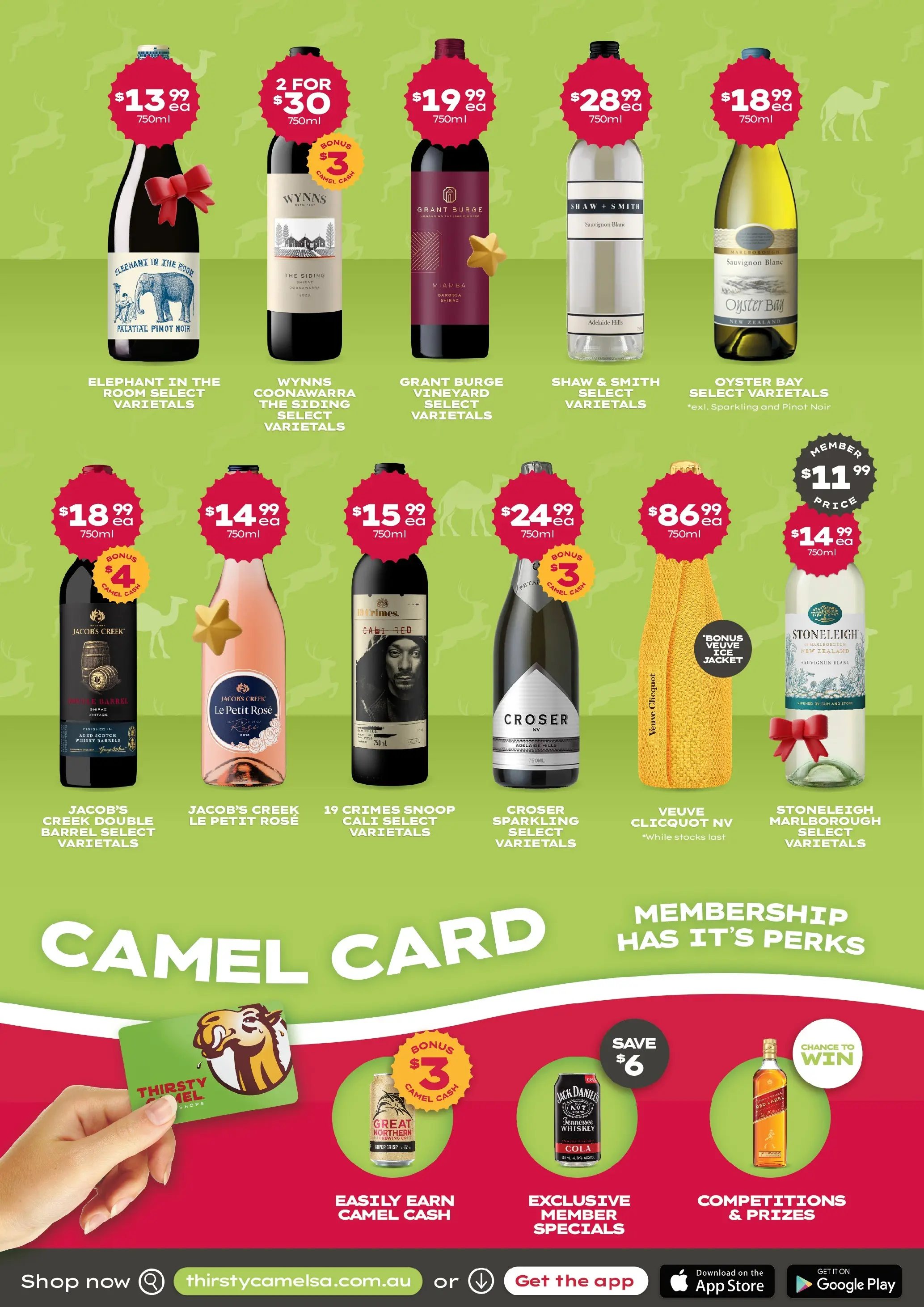 Deals - Forget about Rudolph, the year the Camel’s leading the way. - 07/12/2025 > weekly / monthly specials | Page: 8 | Products: Whiskey, Jacket, Scotch