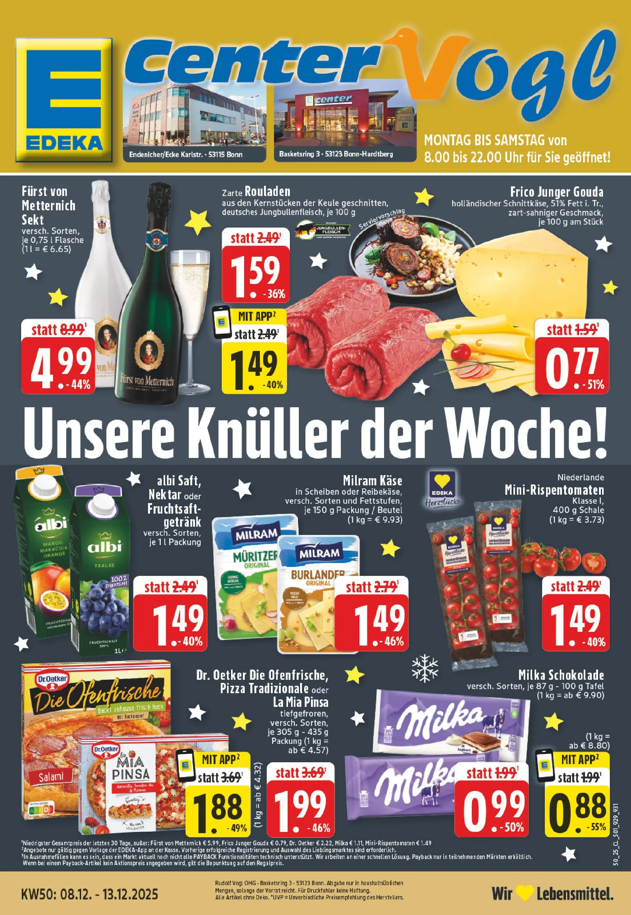 Edeka prospekt Bonn	 (ab 07.12.2025) » Angebote Online | Seite: 1 | Produkte: Furst von metternich, Ofenfrische, Milram, Salami