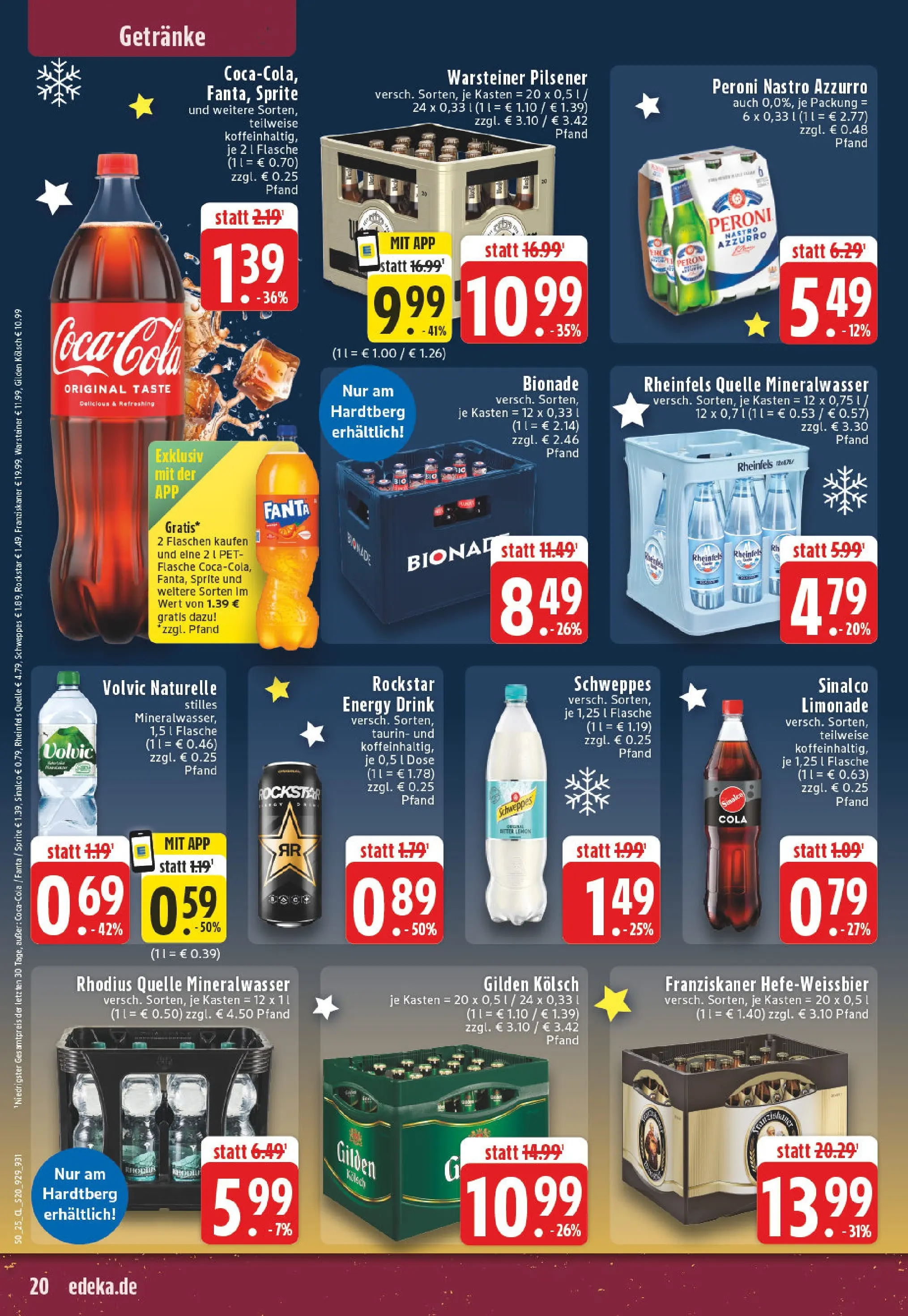 Edeka prospekt Bonn	 (ab 07.12.2025) » Angebote Online | Seite: 20 | Produkte: Rockstar energy, Fanta, Cola, Bionade