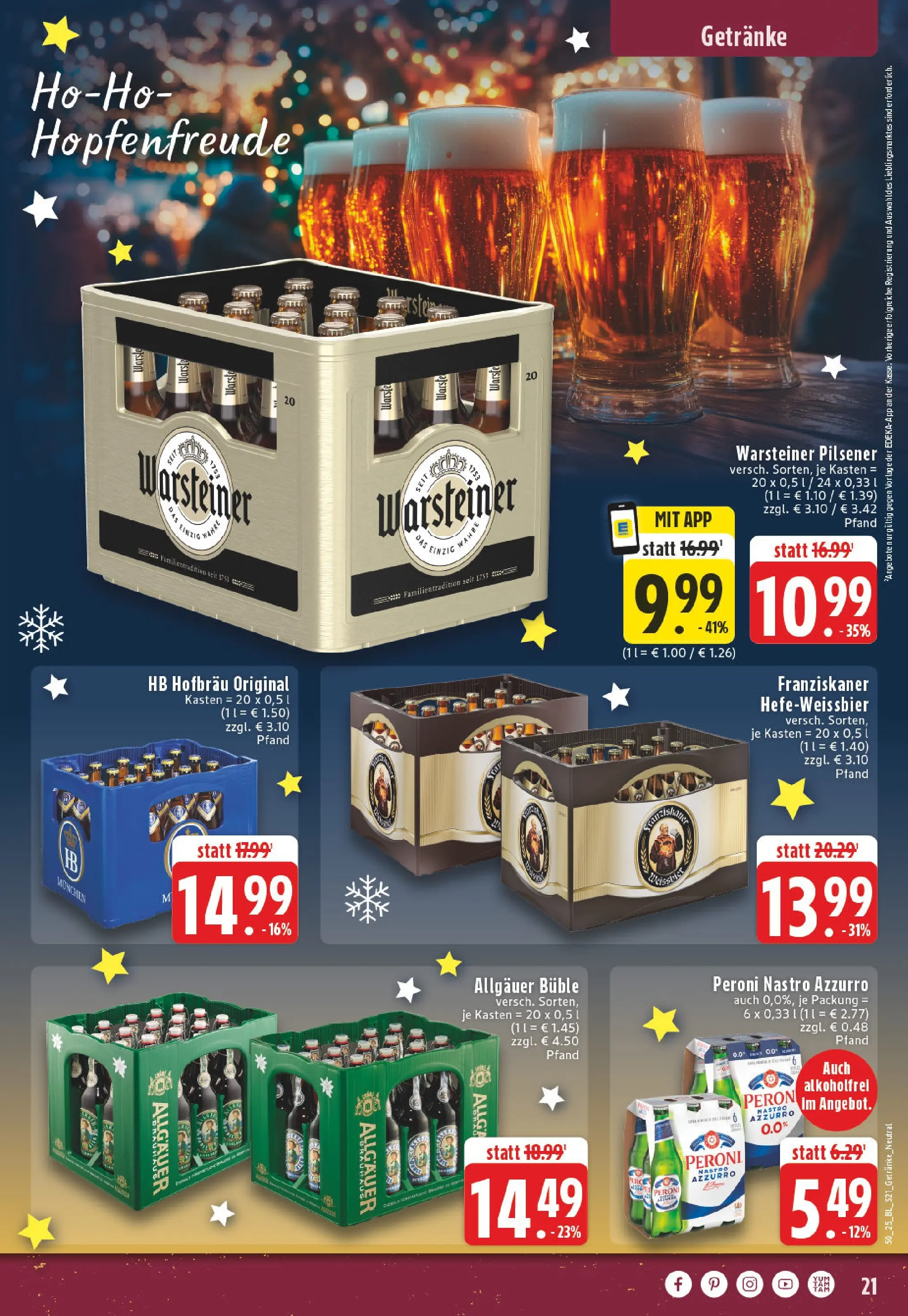 Edeka prospekt Winterberg-Zueschen	 (ab 07.12.2025) » Angebote Online | Seite: 21 | Produkte: Franziskaner, Warsteiner