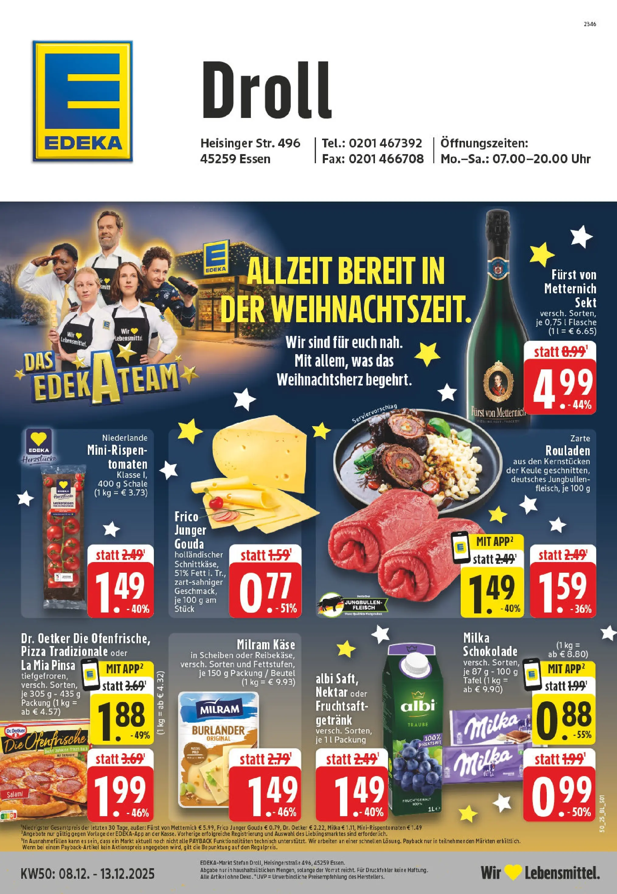 Edeka prospekt Essen	 (ab 08.12.2025) » Angebote Online | Seite: 1 | Produkte: Käse, Sekt, Tomaten, Uhr