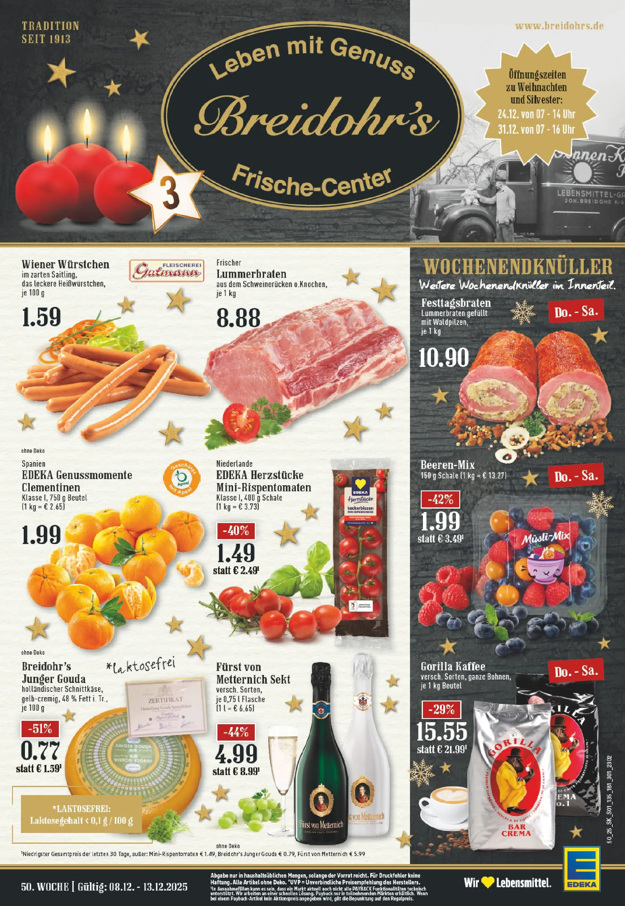 Edeka prospekt Bergisch Gladbach	 (ab 07.12.2025) » Angebote Online | Seite: 1 | Produkte: Furst von metternich, Kaffee, Sekt, Schweinerucken