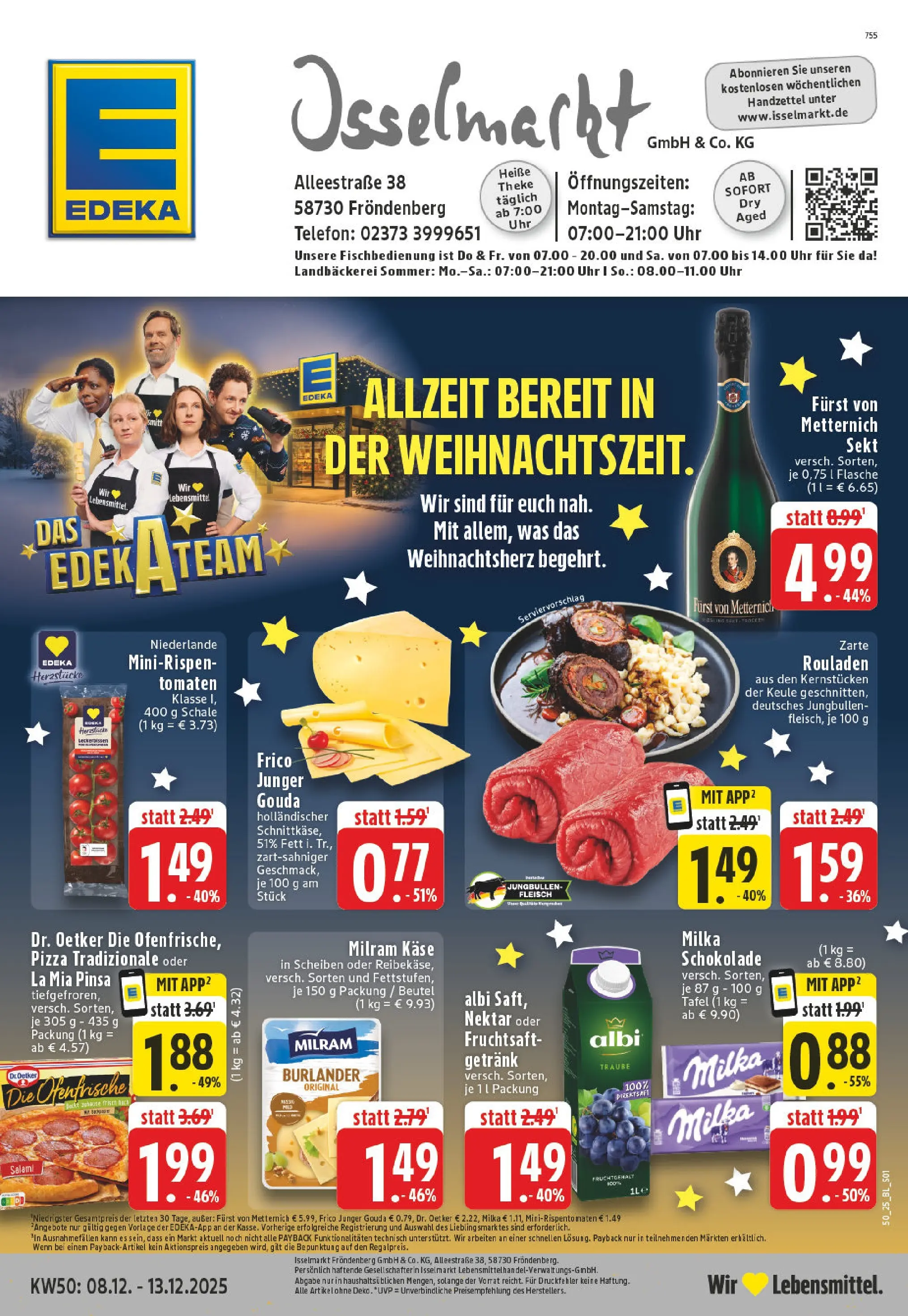 Edeka prospekt Fröndenberg	 (ab 07.12.2025) » Angebote Online | Seite: 1 | Produkte: Schokolade, Sekt, Tomaten, Uhr