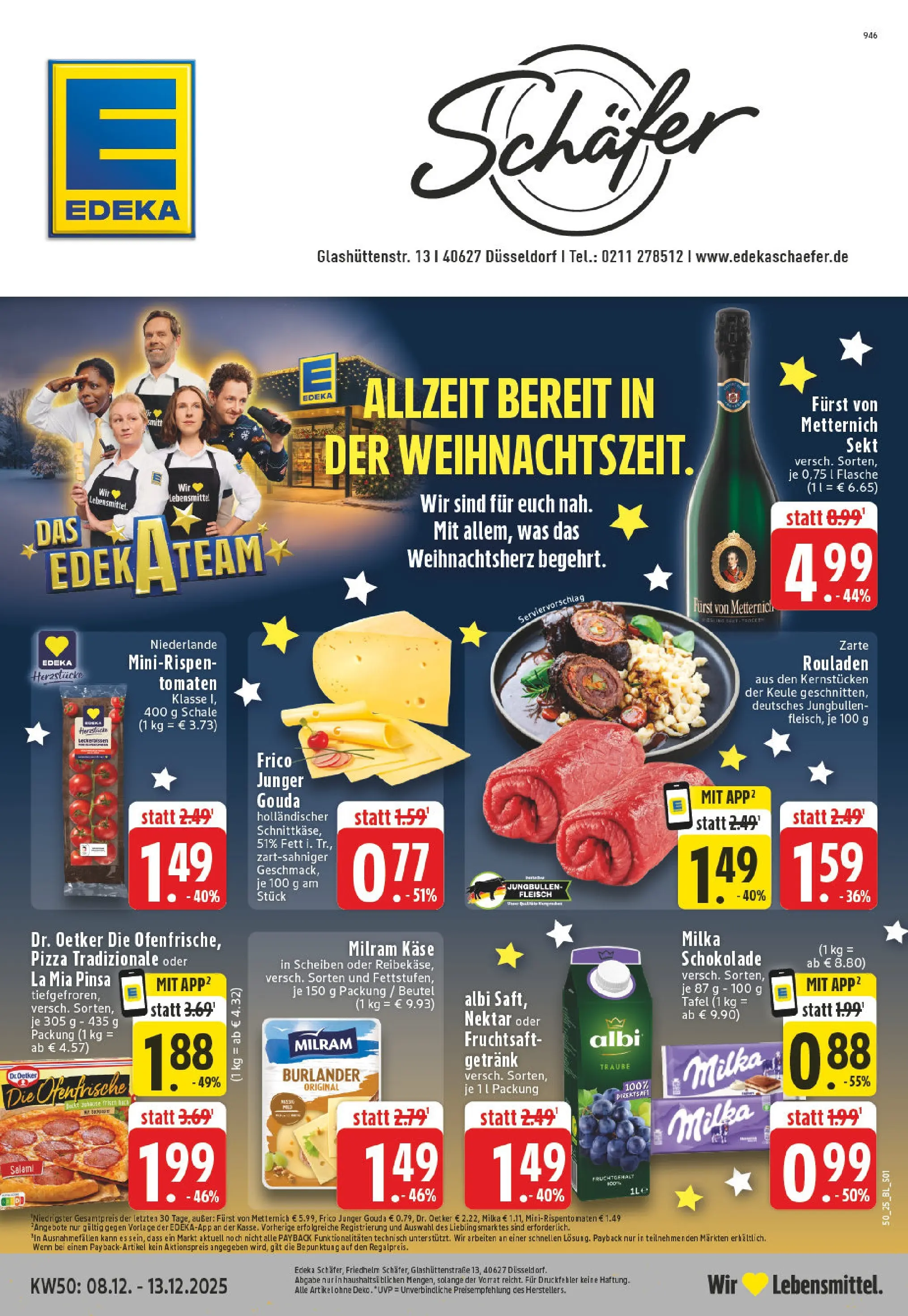 Edeka prospekt Düsseldorf	 (ab 07.12.2025) » Angebote Online | Seite: 1 | Produkte: Furst von metternich, Käse, Milka schokolade, Milka