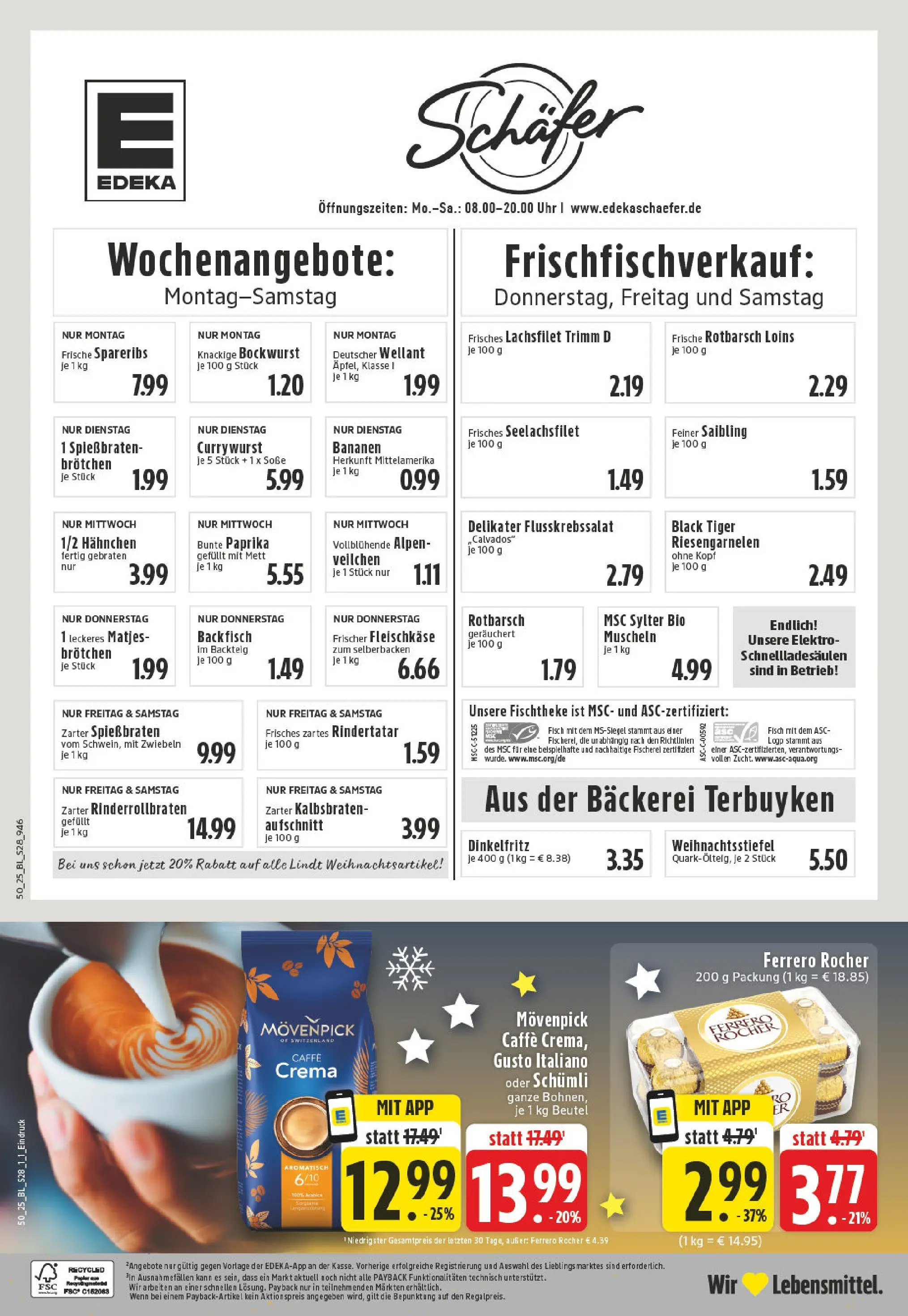 Edeka prospekt Düsseldorf	 (ab 07.12.2025) » Angebote Online | Seite: 30 | Produkte: Ferrero rocher, Bananen, Soße, Uhr