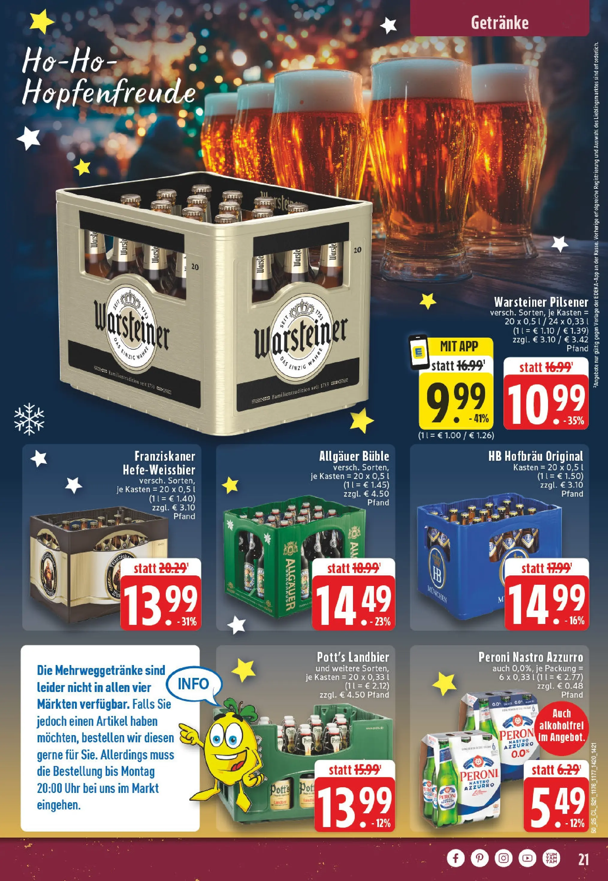Edeka prospekt Werl	 (ab 07.12.2025) » Angebote Online | Seite: 21 | Produkte: Franziskaner, Warsteiner, Uhr