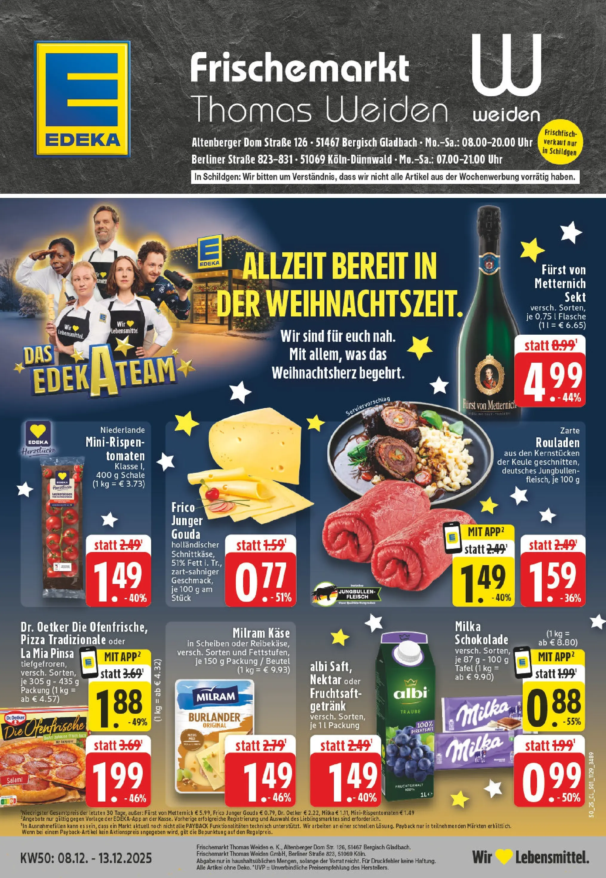 Edeka prospekt Bergisch Gladbach	 (ab 07.12.2025) » Angebote Online | Seite: 1 | Produkte: Milka schokolade, Tomaten, Ofenfrische, Uhr