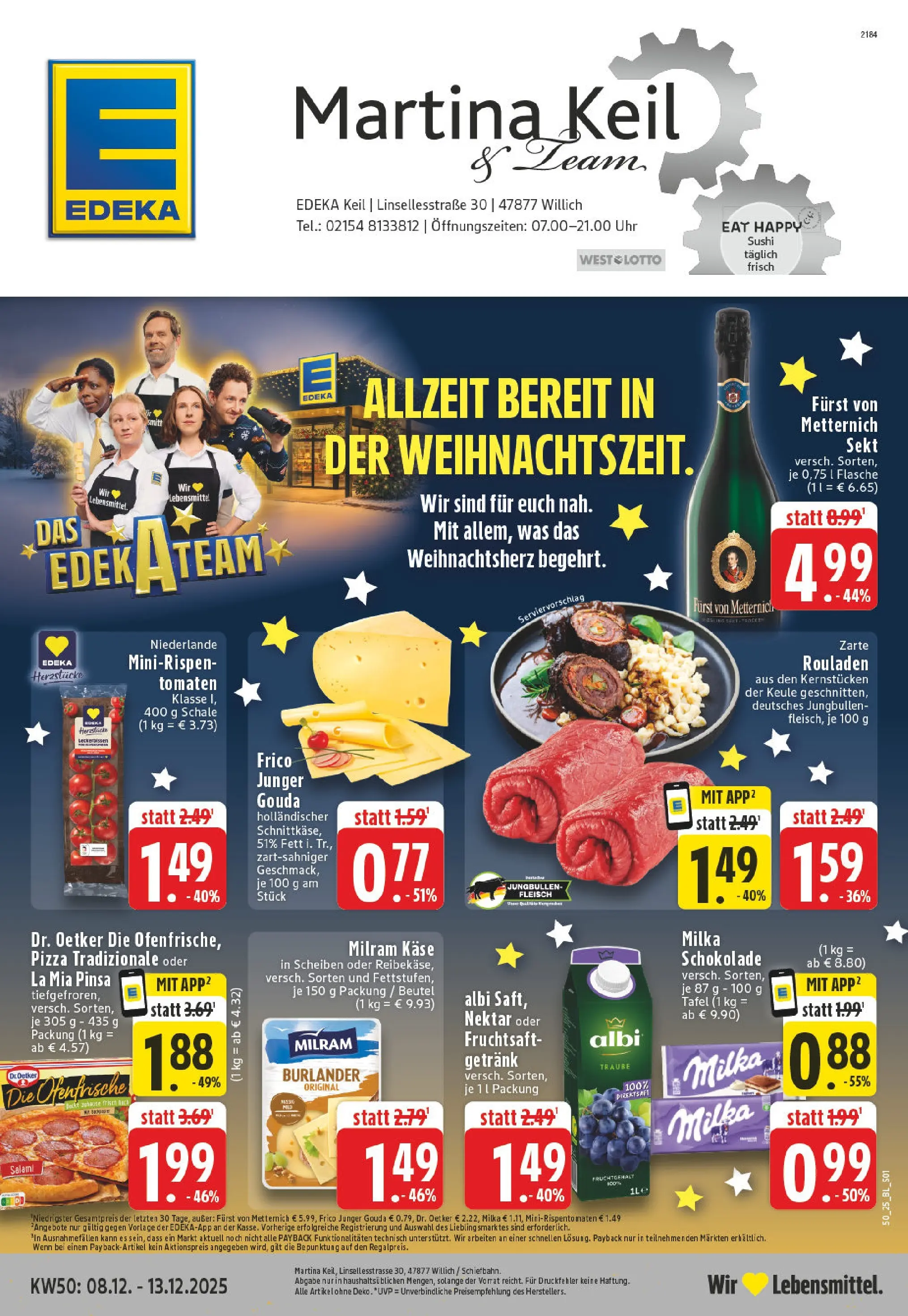 Edeka prospekt Willich - Schiefbahn	 (ab 07.12.2025) » Angebote Online | Seite: 1 | Produkte: Käse, Ofenfrische, Salami, Fleisch