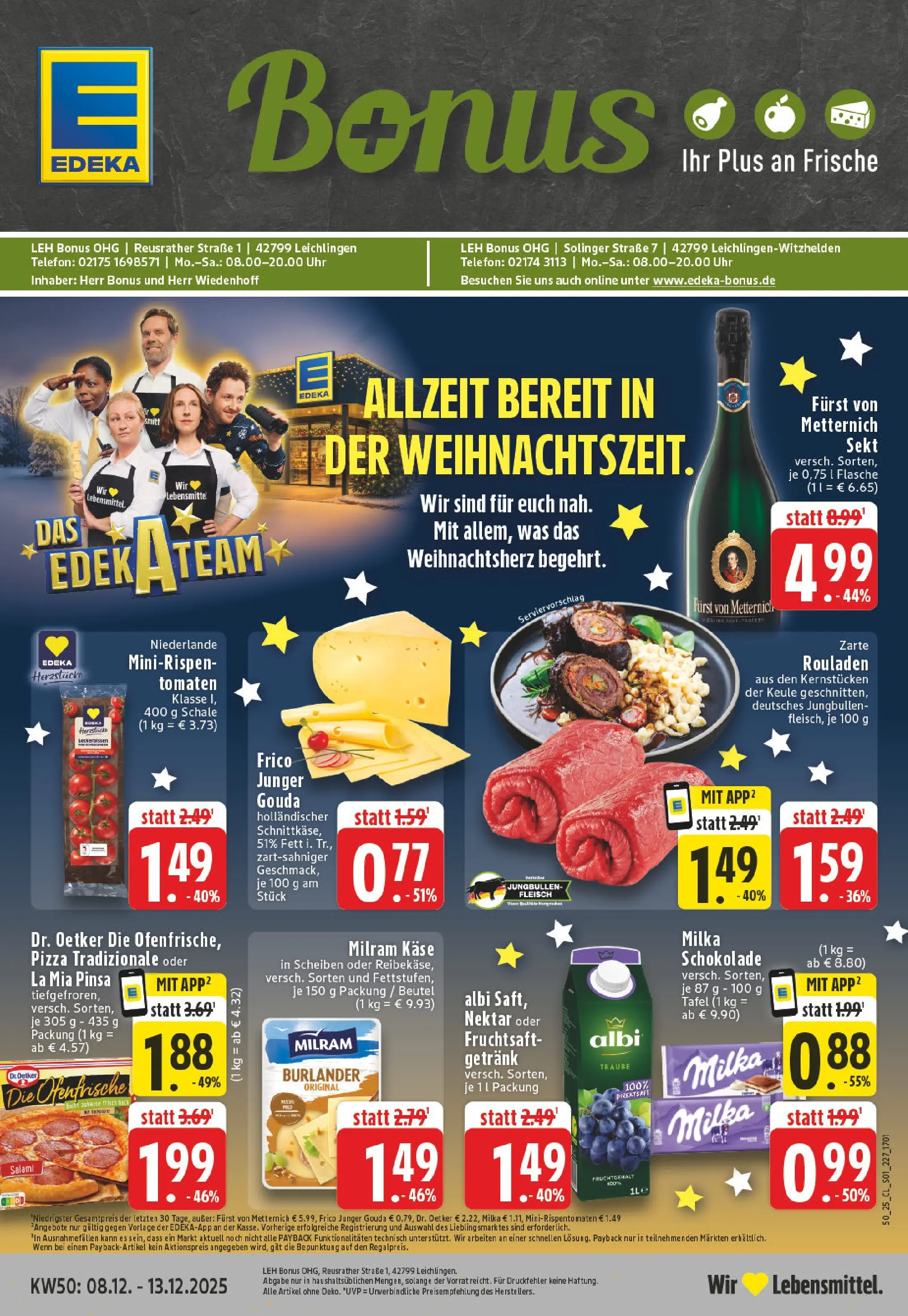 Edeka prospekt Leichlingen-Witzhelden	 (ab 07.12.2025) » Angebote Online | Seite: 1 | Produkte: Furst von metternich, Schokolade, Milka schokolade, Uhr