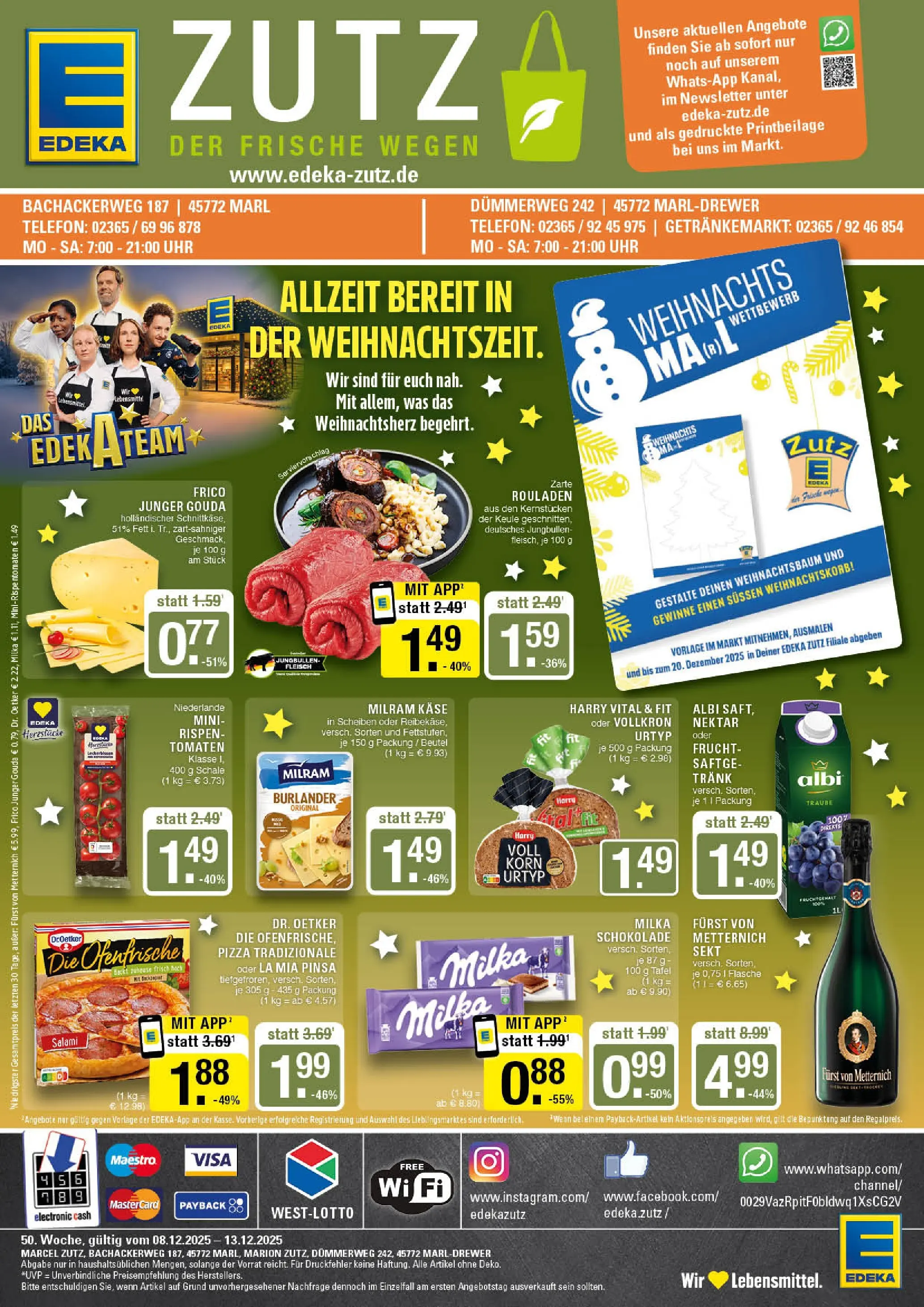 Edeka prospekt Marl	 (ab 07.12.2025) » Angebote Online | Seite: 1 | Produkte: Käse, Milka schokolade, Milram, Uhr