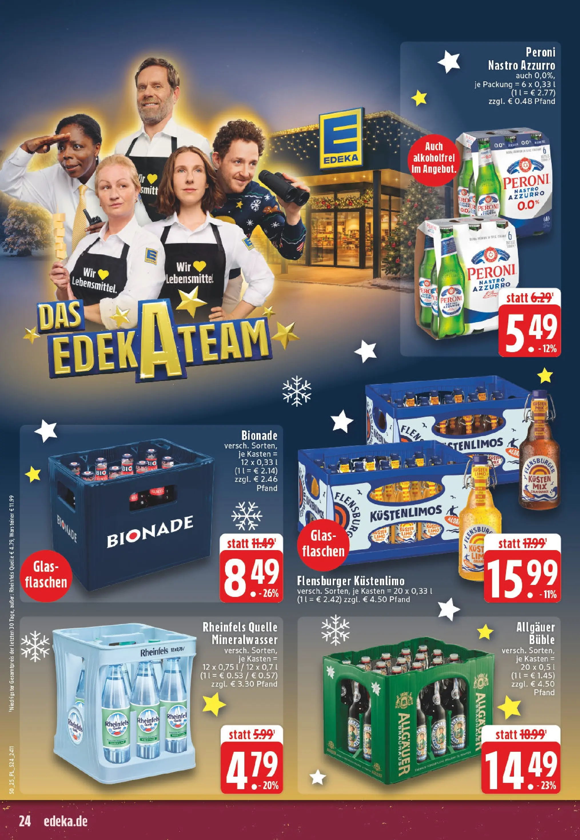Edeka prospekt Wesel	 (ab 07.12.2025) » Angebote Online | Seite: 24 | Produkte: Mineralwasser, Flensburger, Warsteiner, Rheinfels quelle