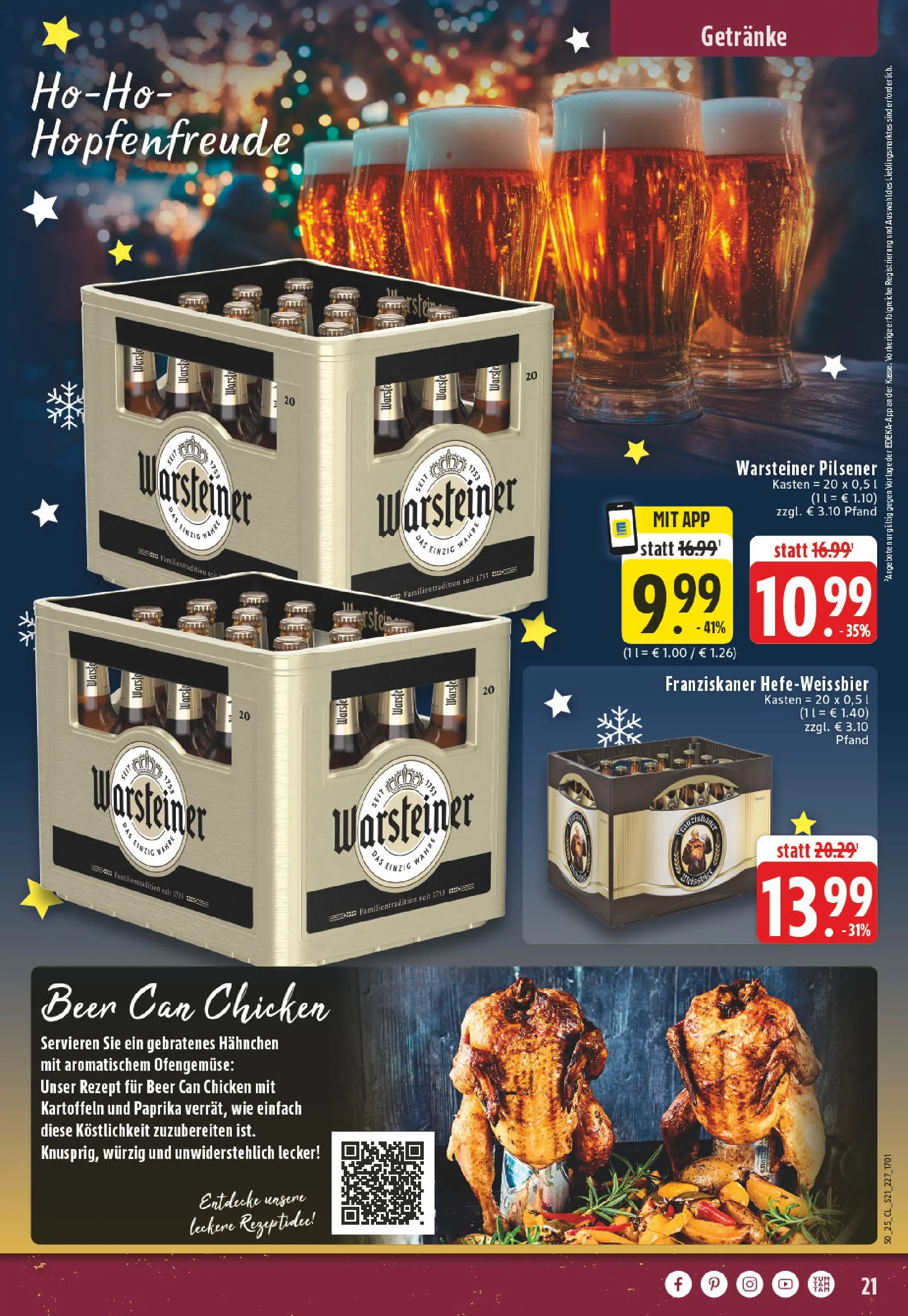 Edeka prospekt Leichlingen-Witzhelden	 (ab 07.12.2025) » Angebote Online | Seite: 21 | Produkte: Franziskaner, Hahnchen, Paprika, Warsteiner