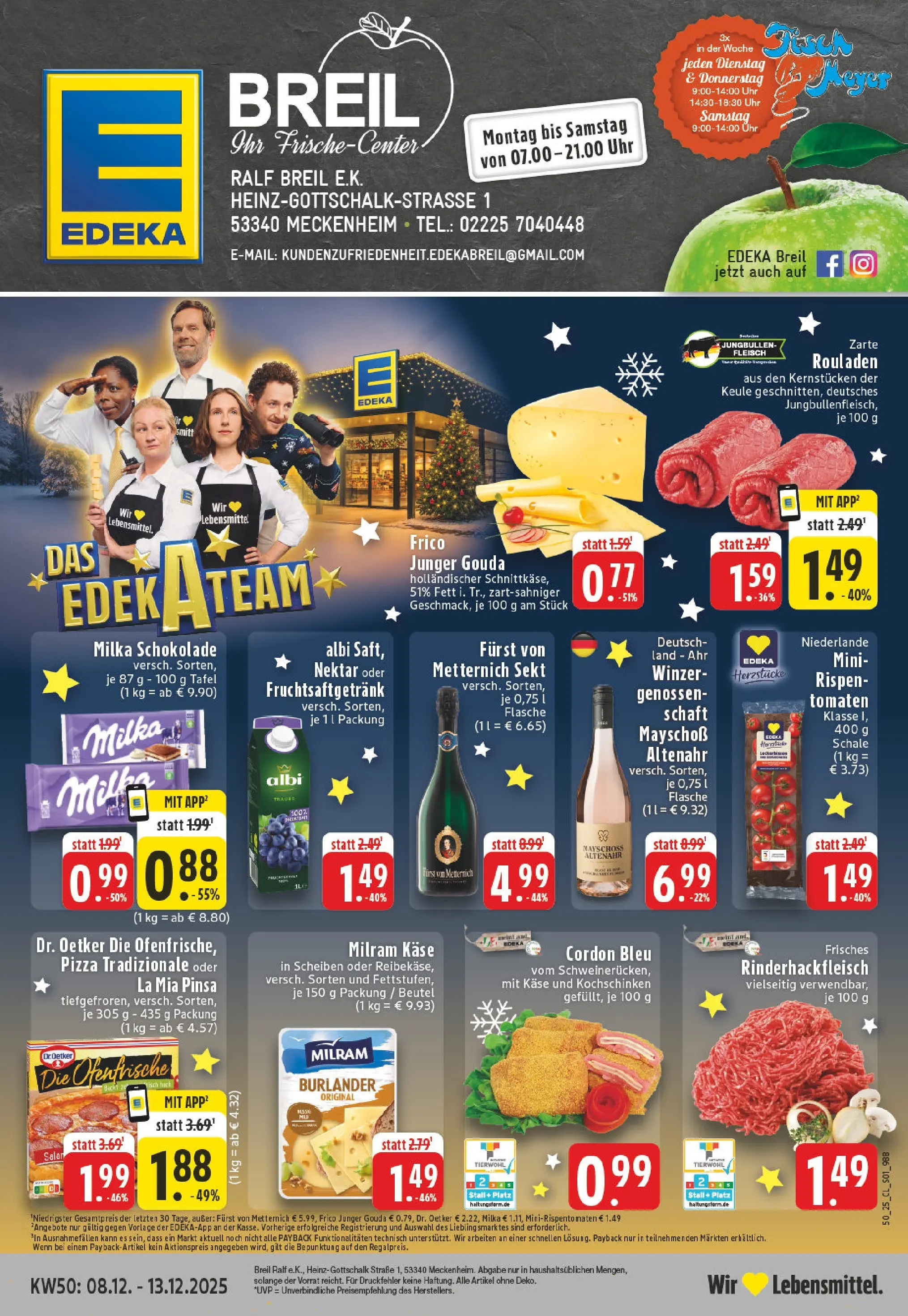 Edeka prospekt Meckenheim	 (ab 07.12.2025) » Angebote Online | Seite: 1 | Produkte: Furst von metternich, Schokolade, Tomaten, Fleisch