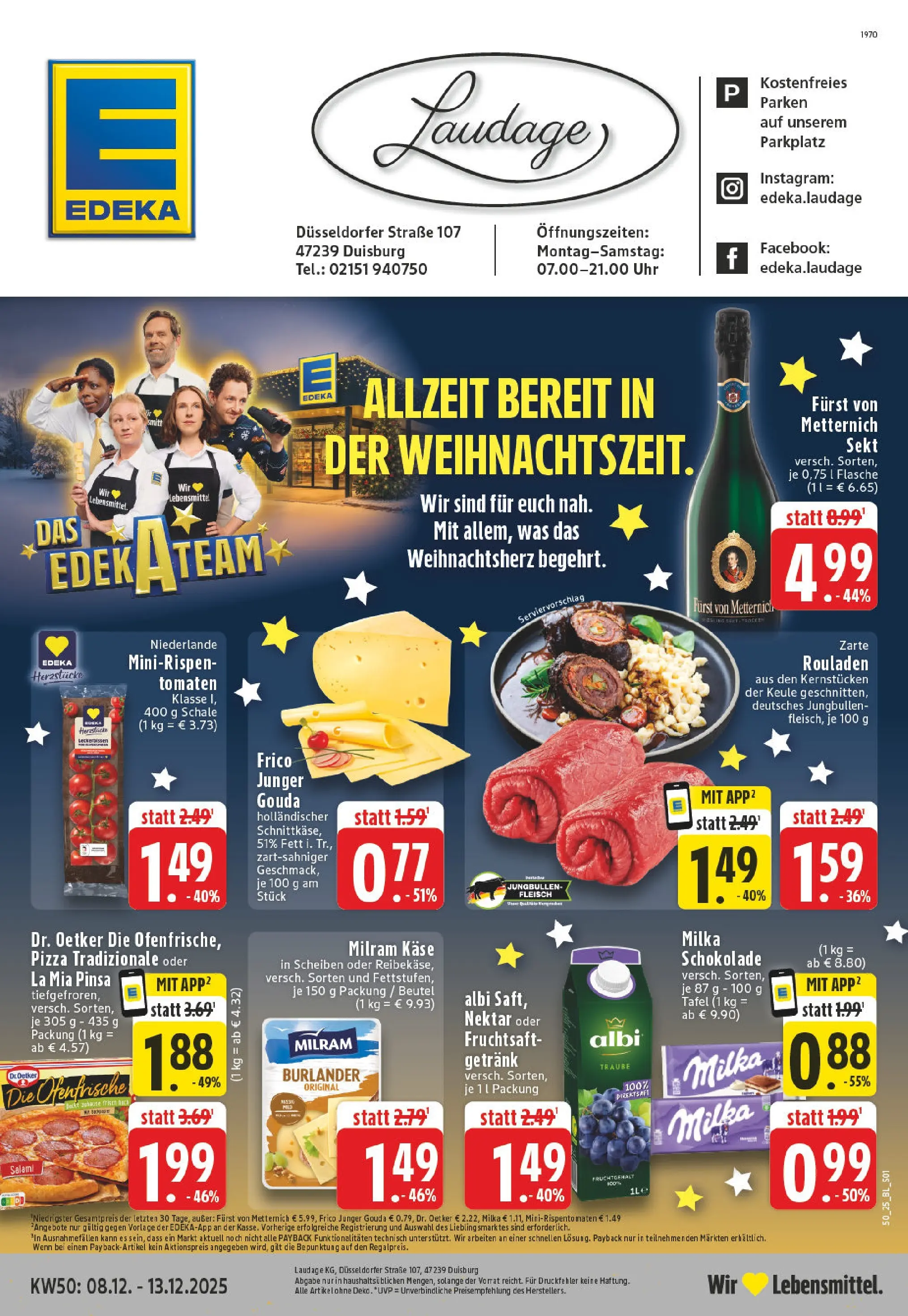 Edeka prospekt Duisburg-Rumeln	 (ab 07.12.2025) » Angebote Online | Seite: 1 | Produkte: Schokolade, Sekt, Milka, Pizza