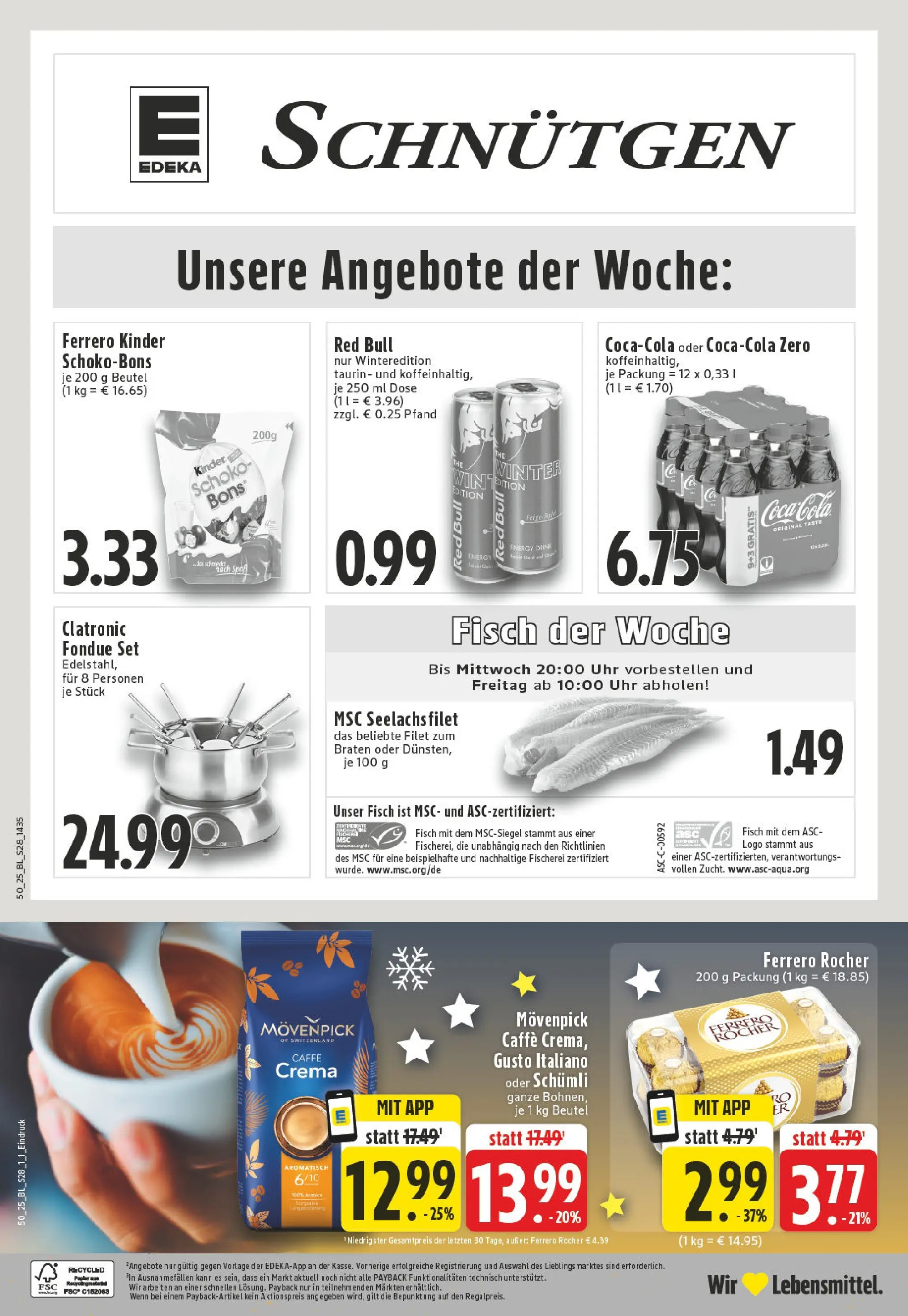 Edeka prospekt Lennestadt	 (ab 07.12.2025) » Angebote Online | Seite: 30 | Produkte: Red bull, Ferrero rocher, Fisch, Fondue