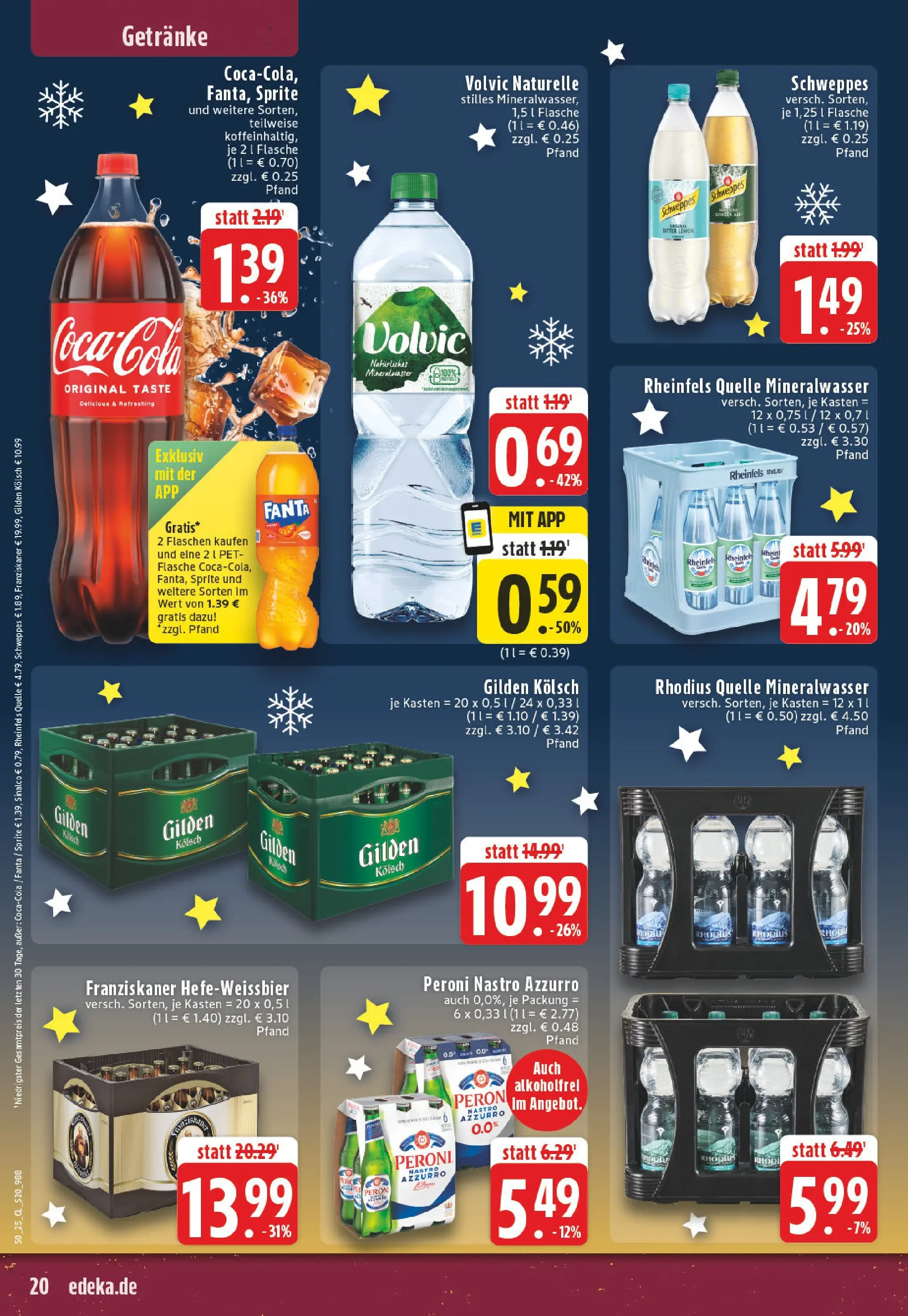 Edeka prospekt Meckenheim	 (ab 07.12.2025) » Angebote Online | Seite: 20 | Produkte: Franziskaner, Schweppes, Mineralwasser, Volvic