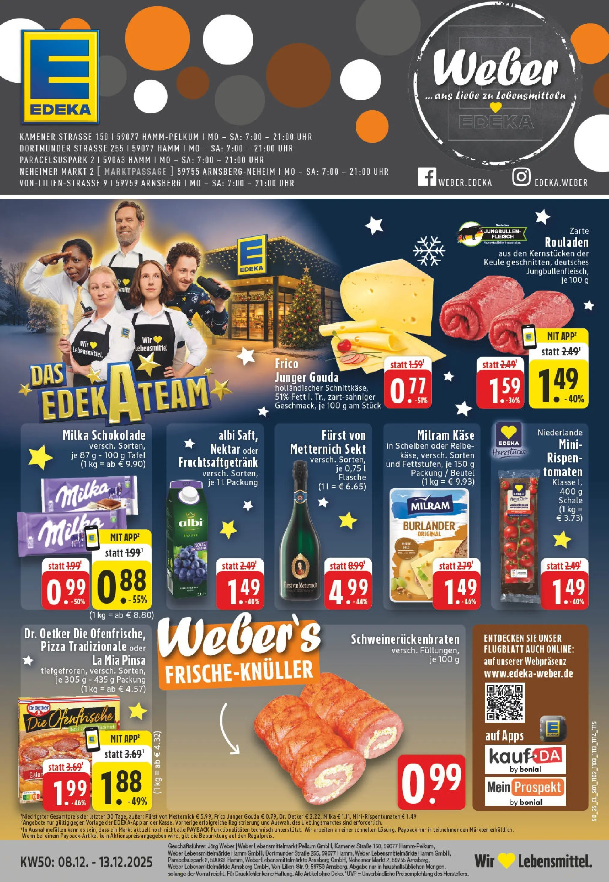 Edeka prospekt Arnsberg-Neheim	 (ab 07.12.2025) » Angebote Online | Seite: 1 | Produkte: Käse, Schokolade, Milka, Uhr