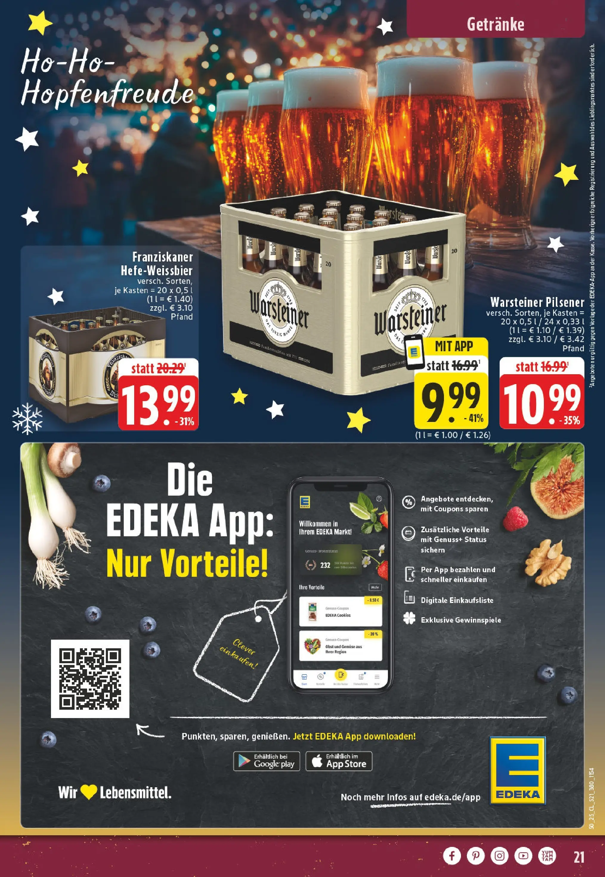 Edeka prospekt Bad Marienberg	 (ab 07.12.2025) » Angebote Online | Seite: 21 | Produkte: Franziskaner, Obst, Warsteiner