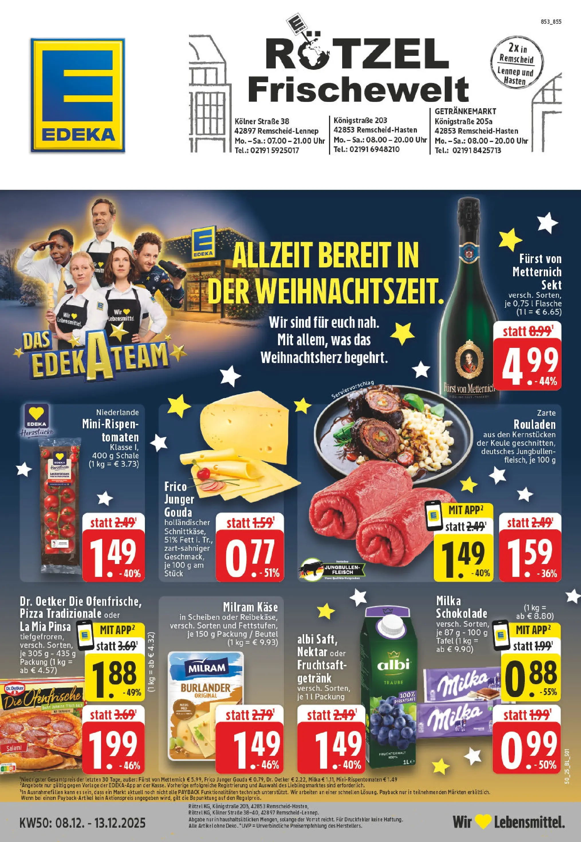 Edeka prospekt Remscheid	 (ab 07.12.2025) » Angebote Online | Seite: 1 | Produkte: Käse, Milka schokolade, Tomaten, Fruchtsaft