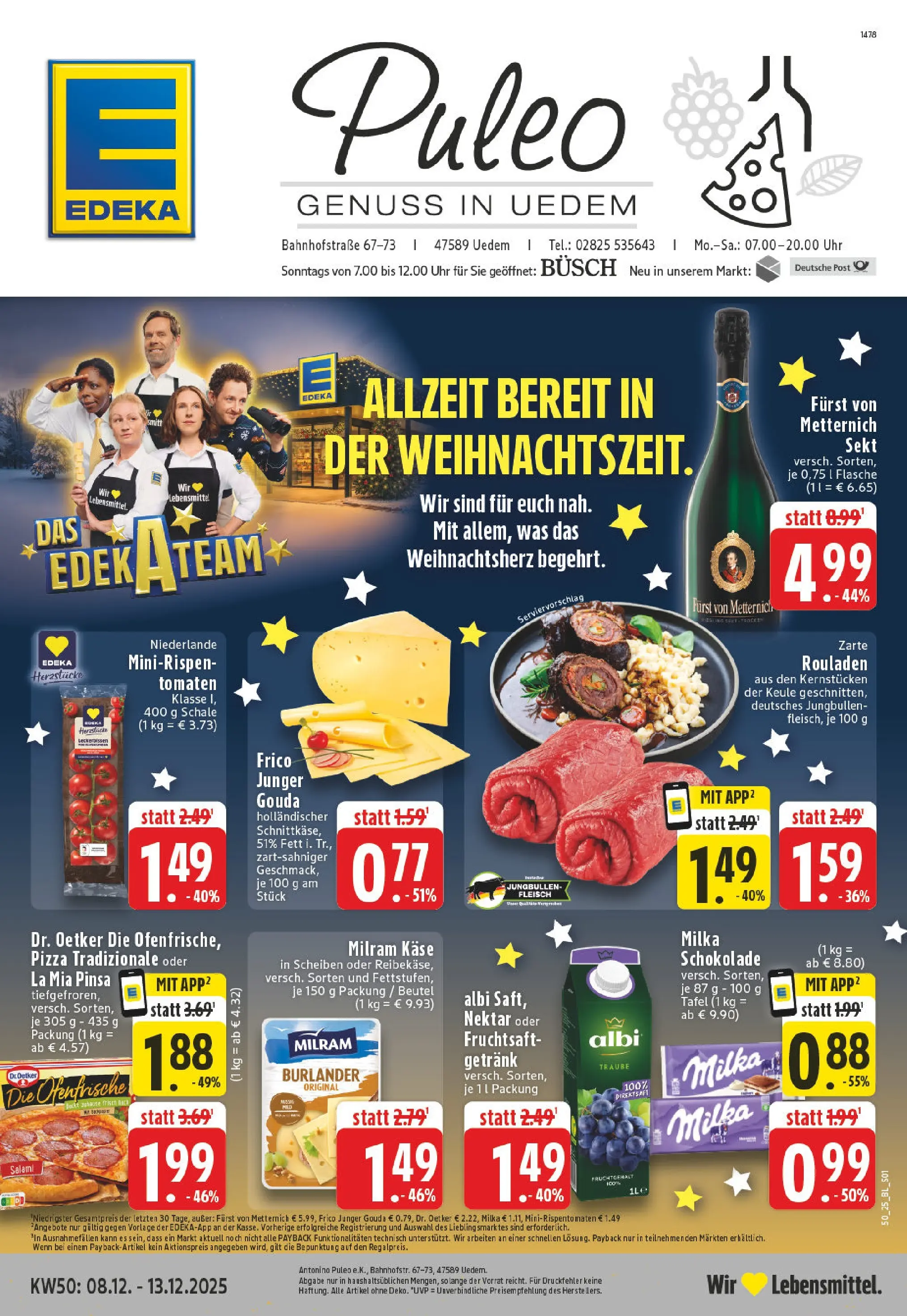 Edeka prospekt Uedem	 (ab 07.12.2025) » Angebote Online | Seite: 1 | Produkte: Käse, Milka, Milram, Fleisch