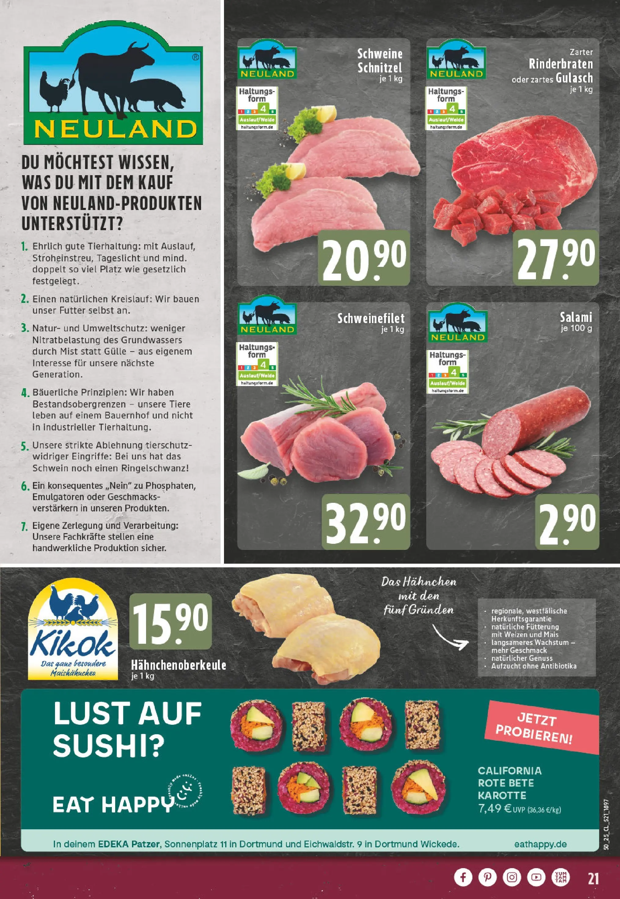 Edeka prospekt Dortmund - Wickede	 (ab 07.12.2025) » Angebote Online | Seite: 21 | Produkte: Hahnchen, Schnitzel, Salami, Karotte