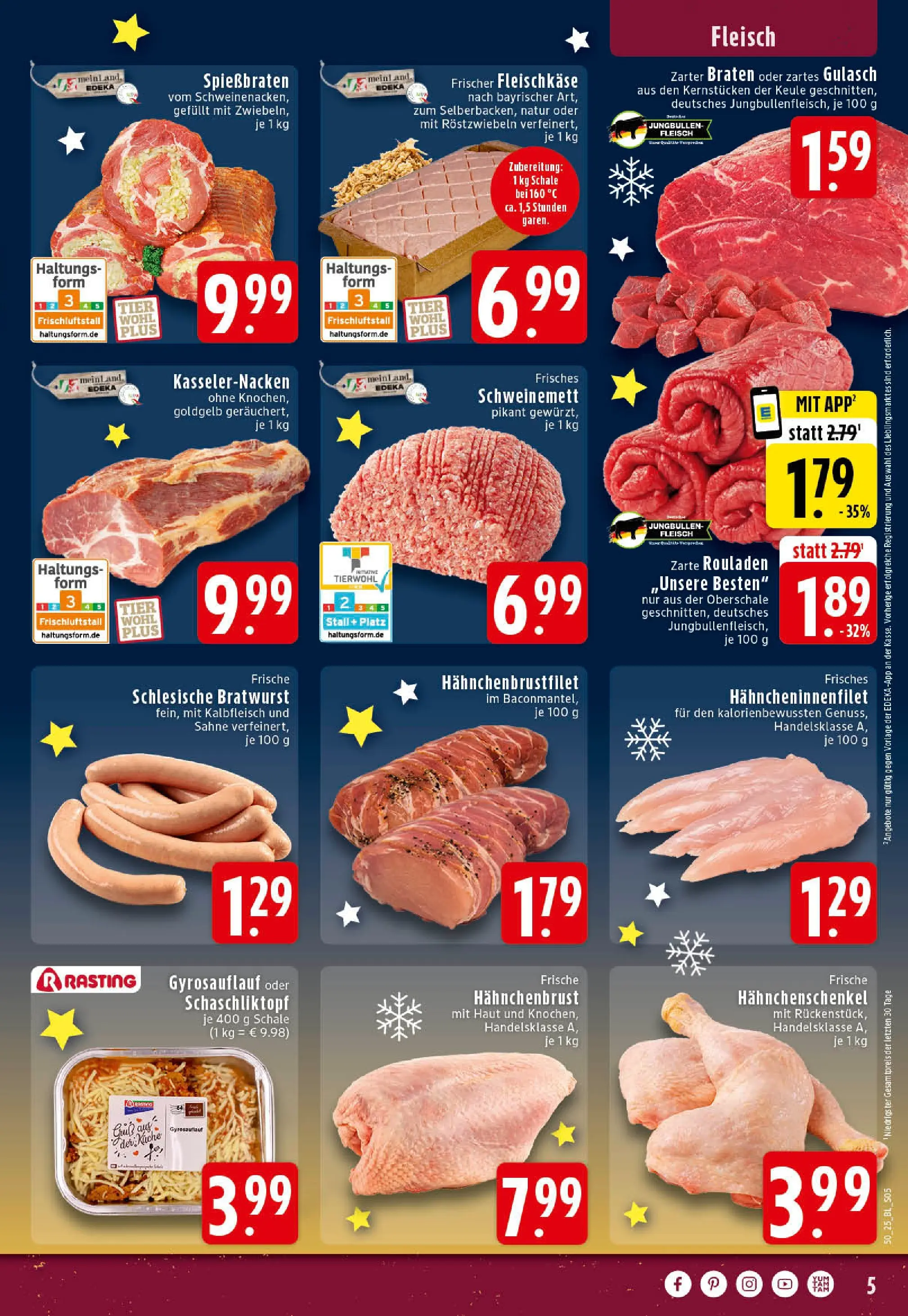 Edeka prospekt Hörstel-Riesenbeck	 (ab 07.12.2025) » Angebote Online | Seite: 5 | Produkte: Hahnchenschenkel, Bratwurst, Gulasch, Hahnchenbrust