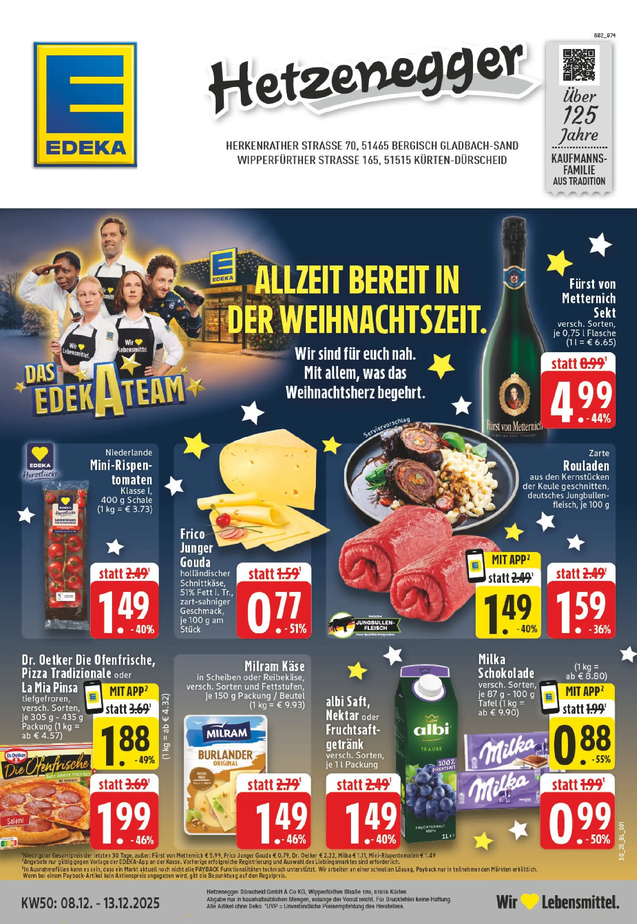Edeka prospekt Kürten-Dürscheid	 (ab 07.12.2025) » Angebote Online | Seite: 1 | Produkte: Schokolade, Tomaten, Milram, Fleisch