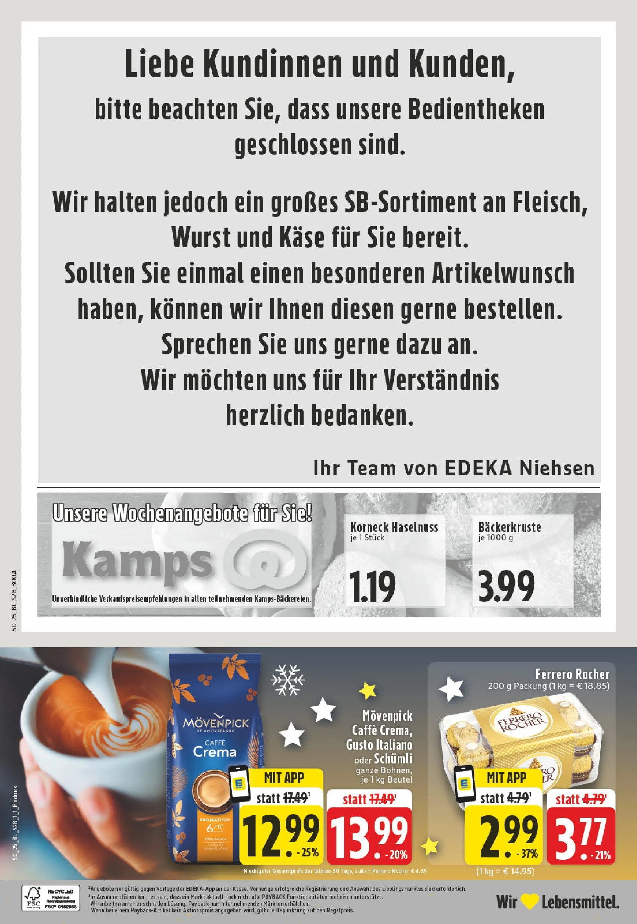 Edeka prospekt Neuss-Meertal	 (ab 07.12.2025) » Angebote Online | Seite: 30 | Produkte: Ferrero rocher, Käse, Wurst
