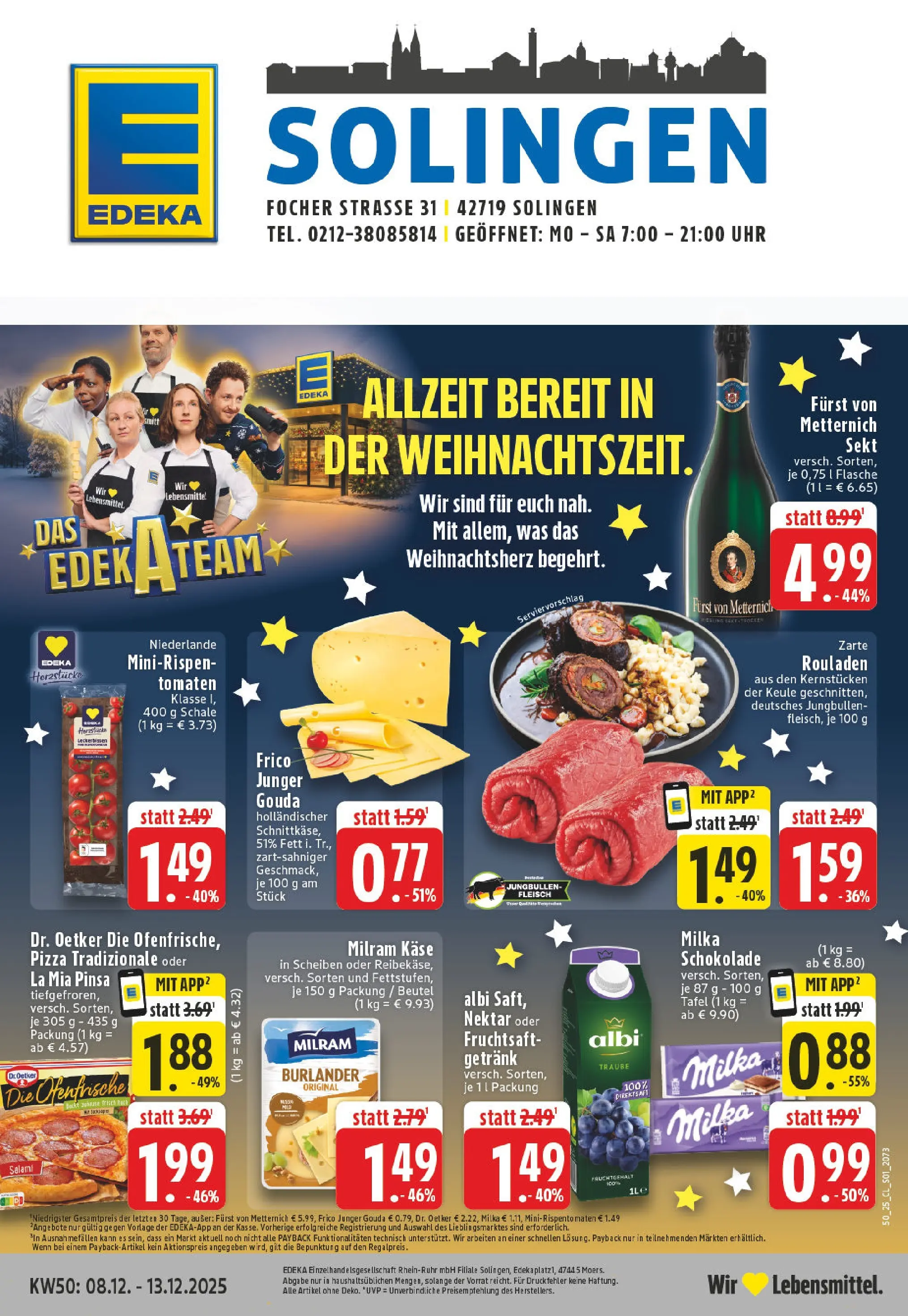 Edeka prospekt Solingen	 (ab 07.12.2025) » Angebote Online | Seite: 1 | Produkte: Käse, Milka schokolade, Sekt, Fruchtsaft