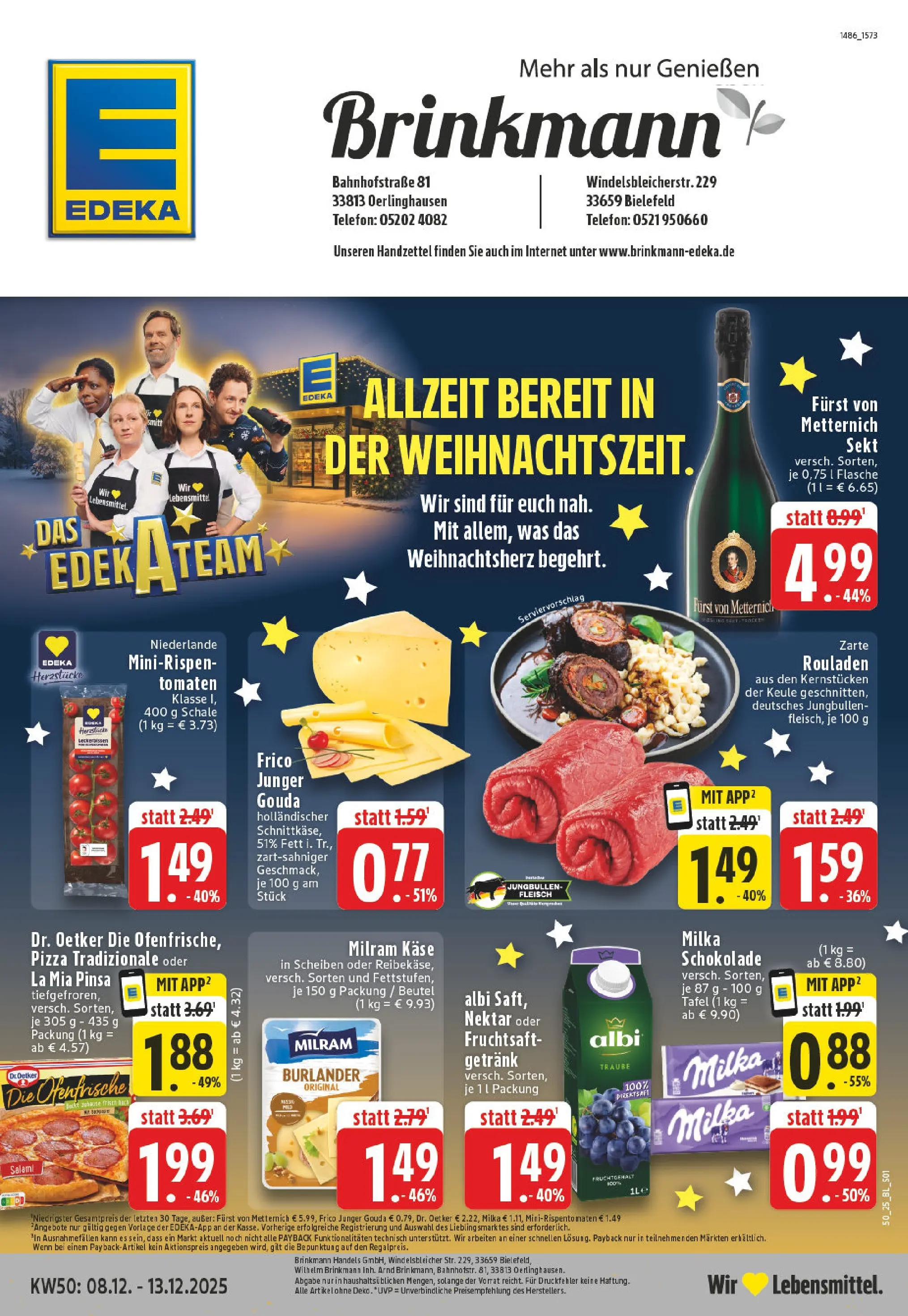 Edeka prospekt Oerlinghausen-Helpup	 (ab 07.12.2025) » Angebote Online | Seite: 1 | Produkte: Furst von metternich, Schokolade, Sekt, Telefon