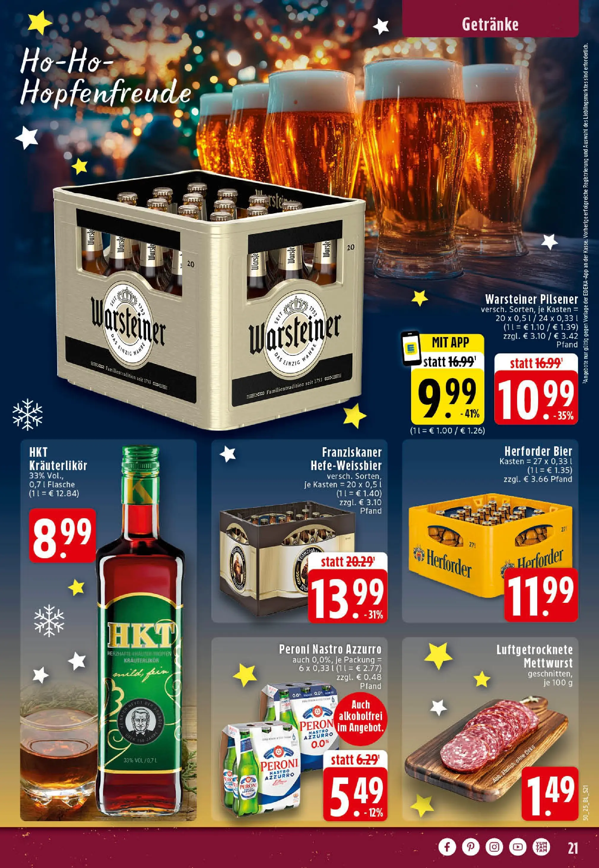 Edeka prospekt Hörstel-Riesenbeck	 (ab 07.12.2025) » Angebote Online | Seite: 21 | Produkte: Franziskaner, Bier, Warsteiner