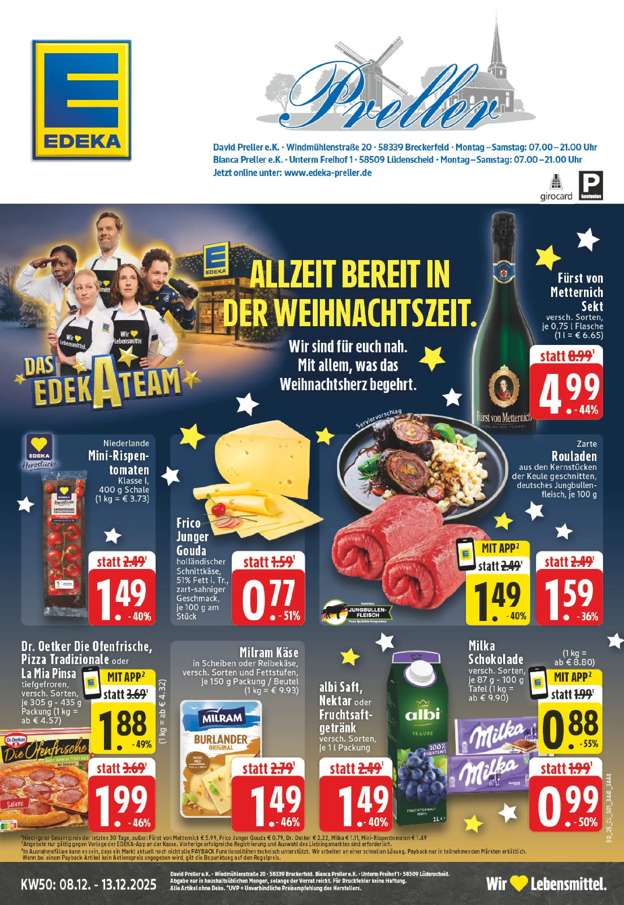 Edeka prospekt Luedenscheid	 (ab 07.12.2025) » Angebote Online | Seite: 1 | Produkte: Käse, Milka schokolade, Ofenfrische, Uhr