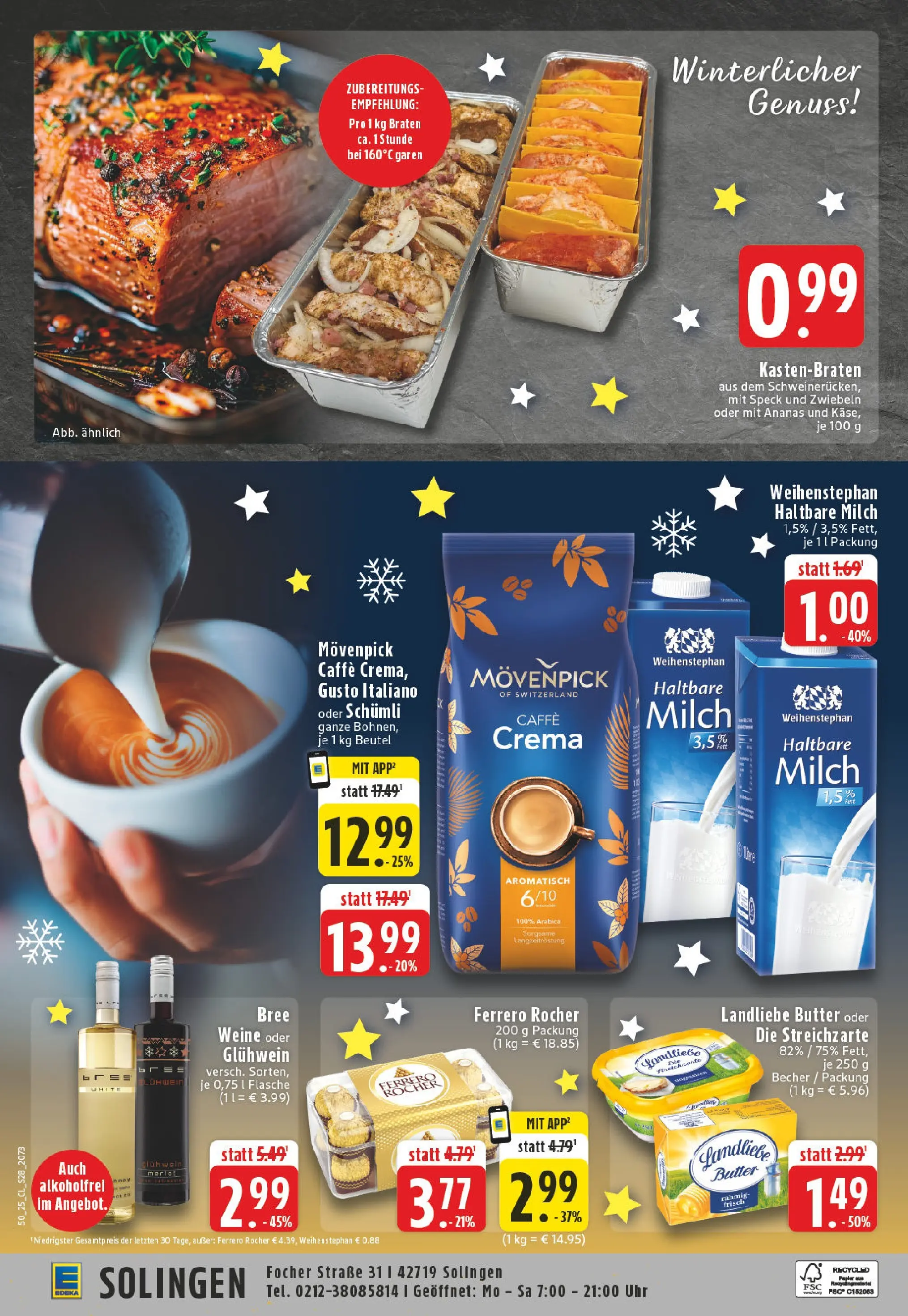 Edeka prospekt Solingen	 (ab 07.12.2025) » Angebote Online | Seite: 30 | Produkte: Ferrero rocher, Milch, Haltbare milch, Zwiebeln