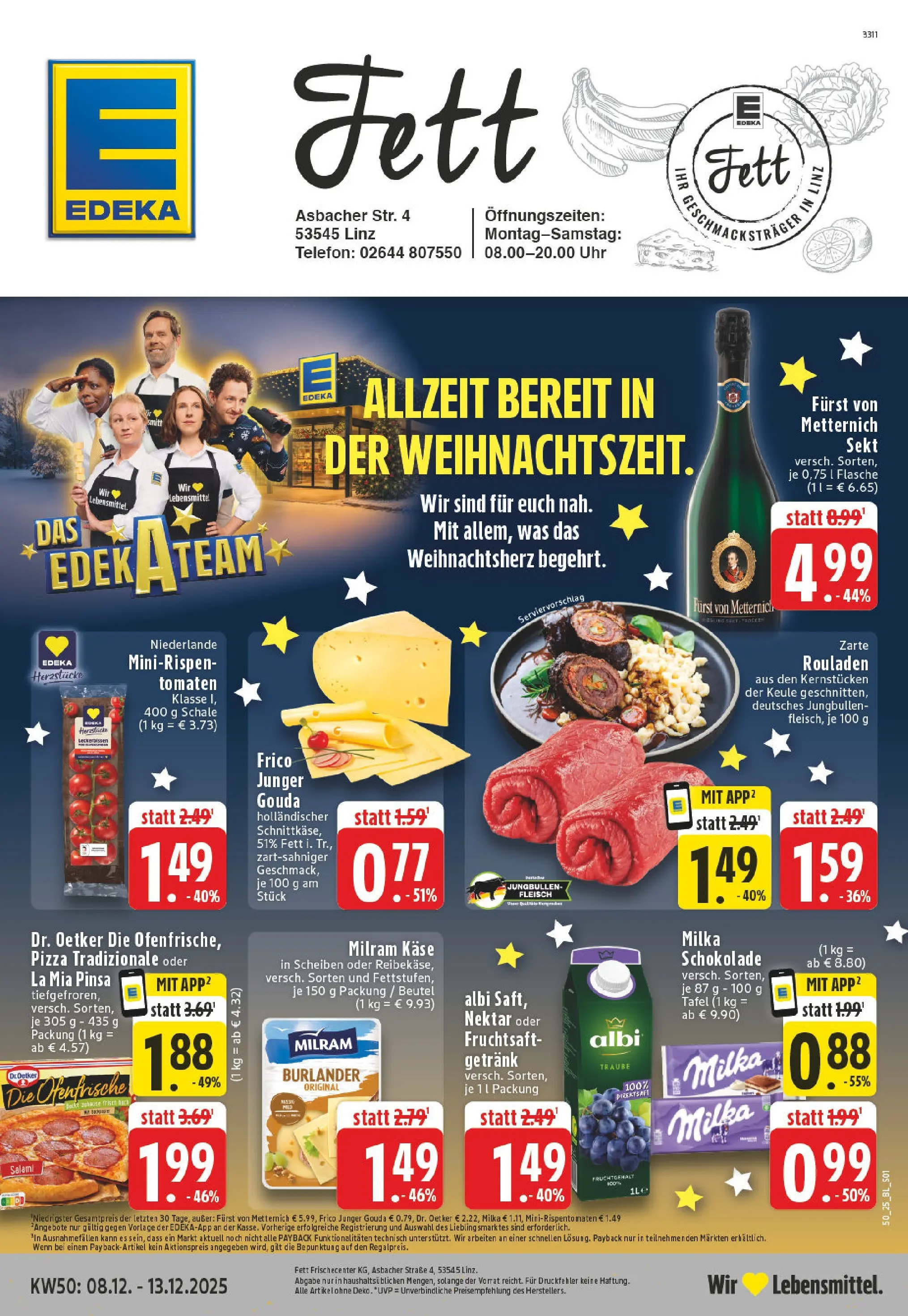 Edeka prospekt Linz Am Rhein	 (ab 07.12.2025) » Angebote Online | Seite: 1 | Produkte: Gouda, Milram, Pizza, Telefon