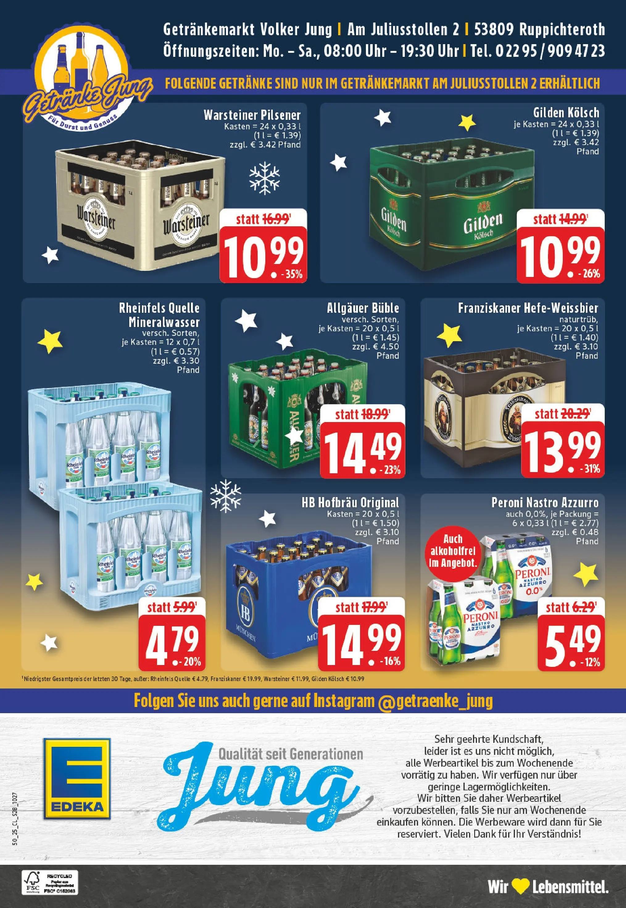 Edeka prospekt Ruppichteroth	 (ab 07.12.2025) » Angebote Online | Seite: 30 | Produkte: Mineralwasser, Warsteiner, Uhr, Rheinfels quelle