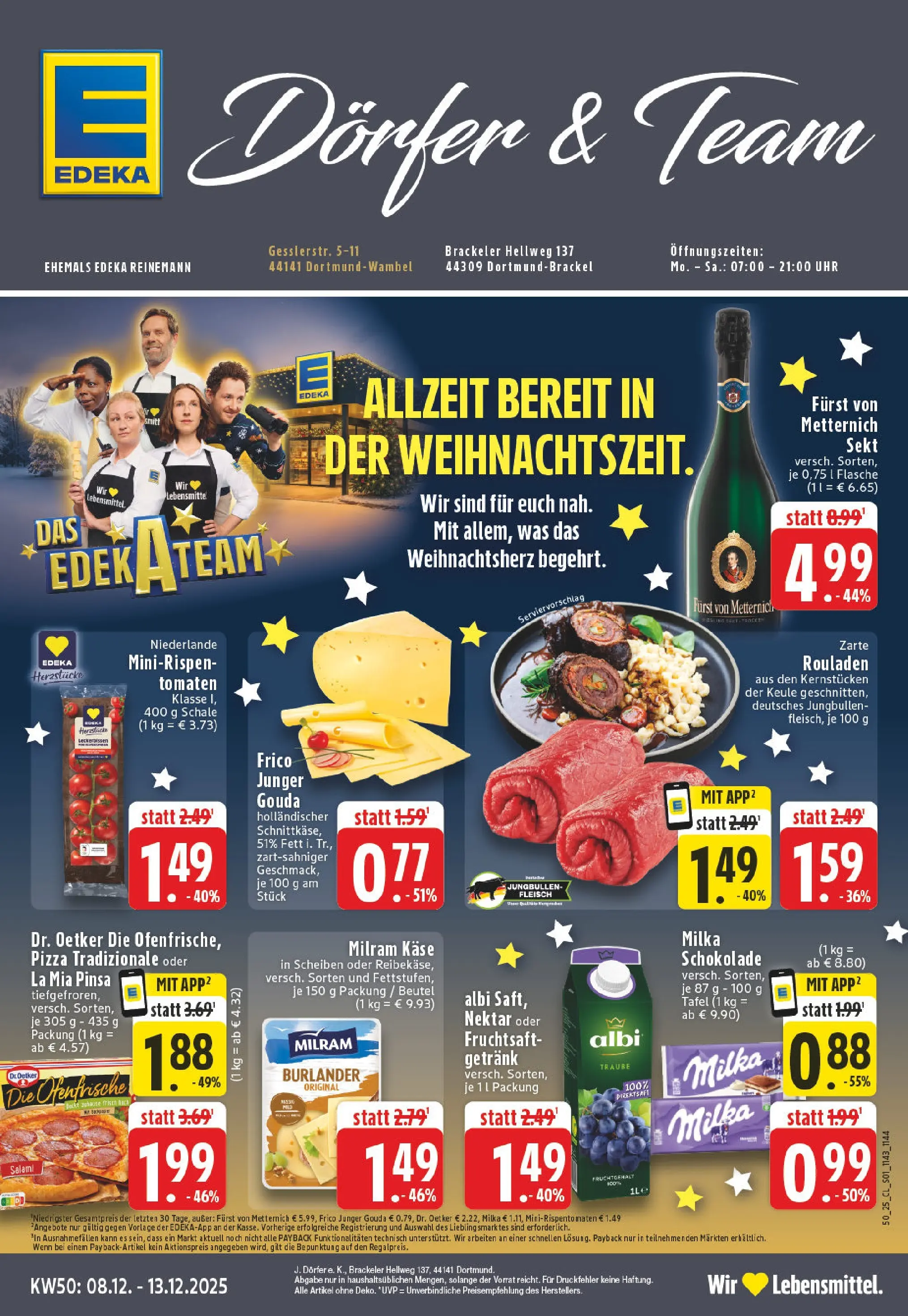 Edeka prospekt Dortmund-Wambel	 (ab 07.12.2025) » Angebote Online | Seite: 1 | Produkte: Milka schokolade, Sekt, Gouda, Pizza