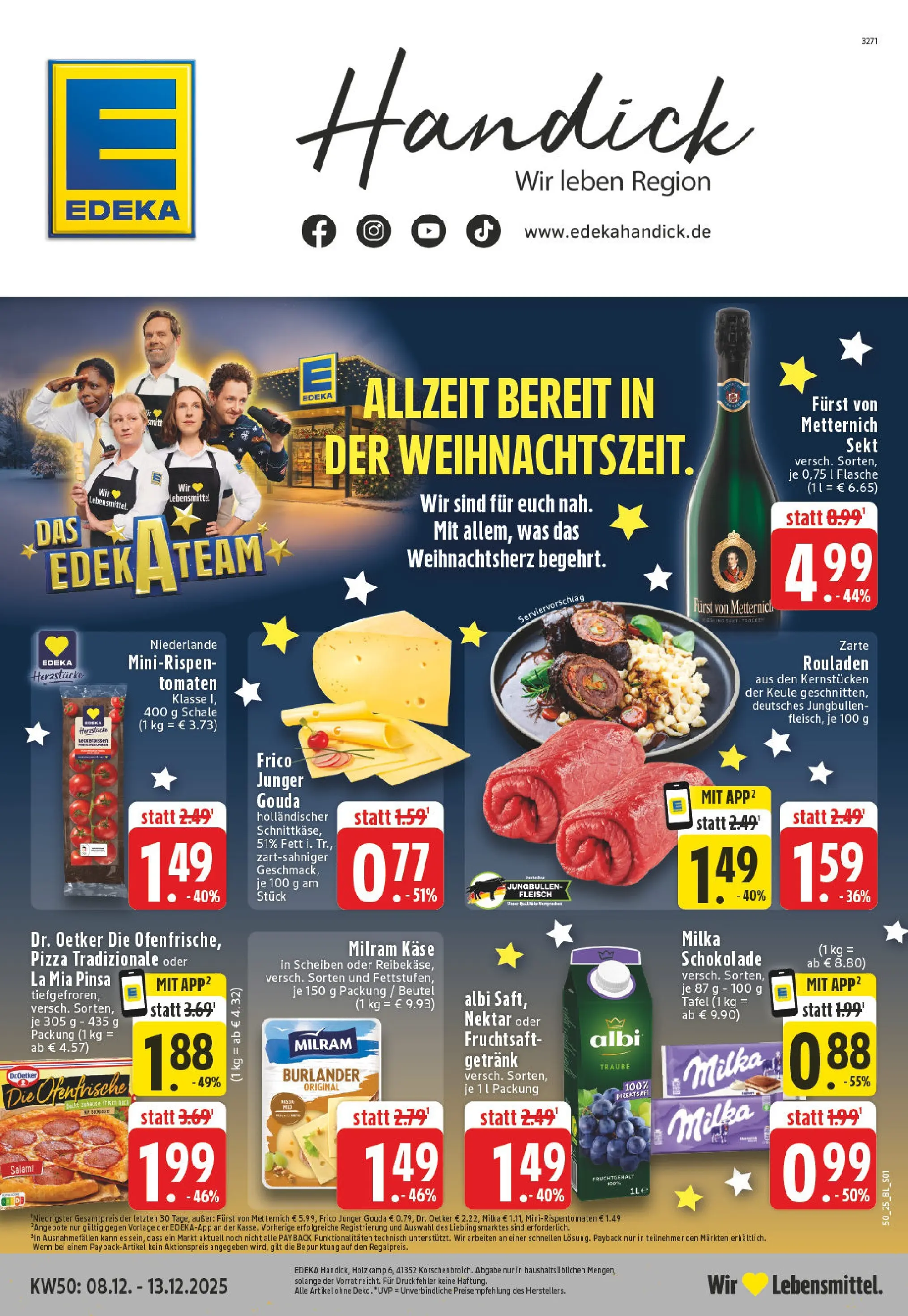 Edeka prospekt Korschenbroich	 (ab 07.12.2025) » Angebote Online | Seite: 1 | Produkte: Käse, Sekt, Tomaten, Salami