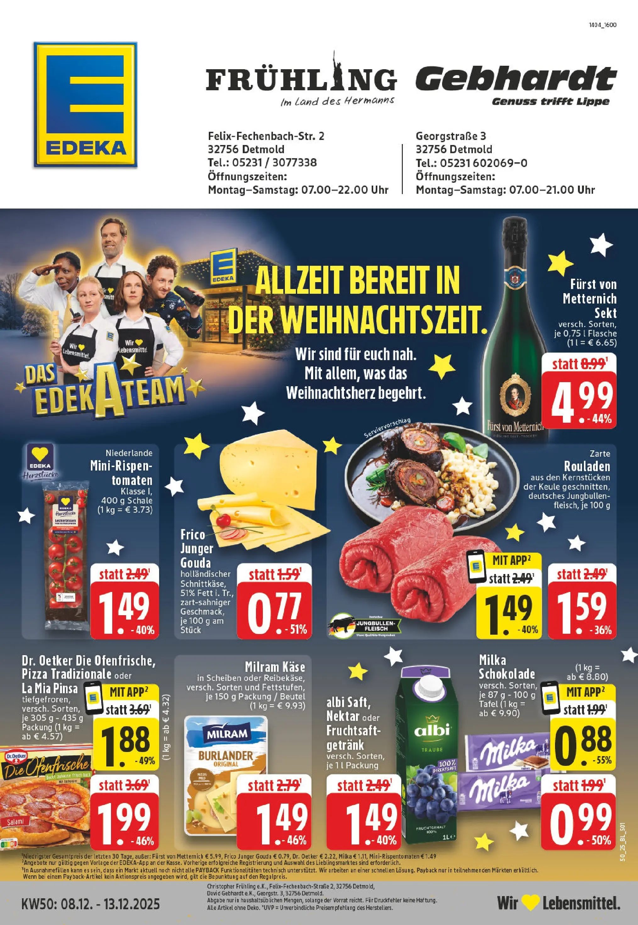 Edeka prospekt Detmold	 (ab 07.12.2025) » Angebote Online | Seite: 1 | Produkte: Schokolade, Sekt, Milram, Salami