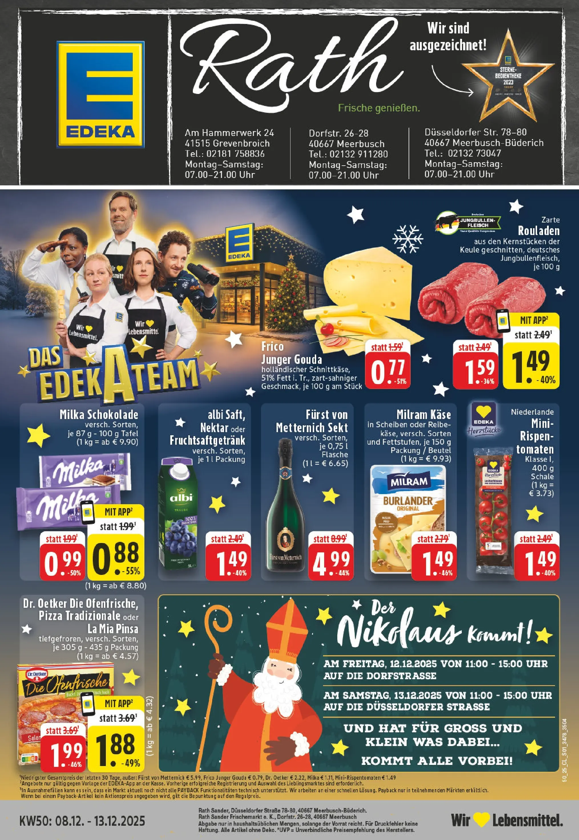 Edeka prospekt Meerbusch-Büderich	 (ab 07.12.2025) » Angebote Online | Seite: 1 | Produkte: Furst von metternich, Milka, Pizza, Uhr