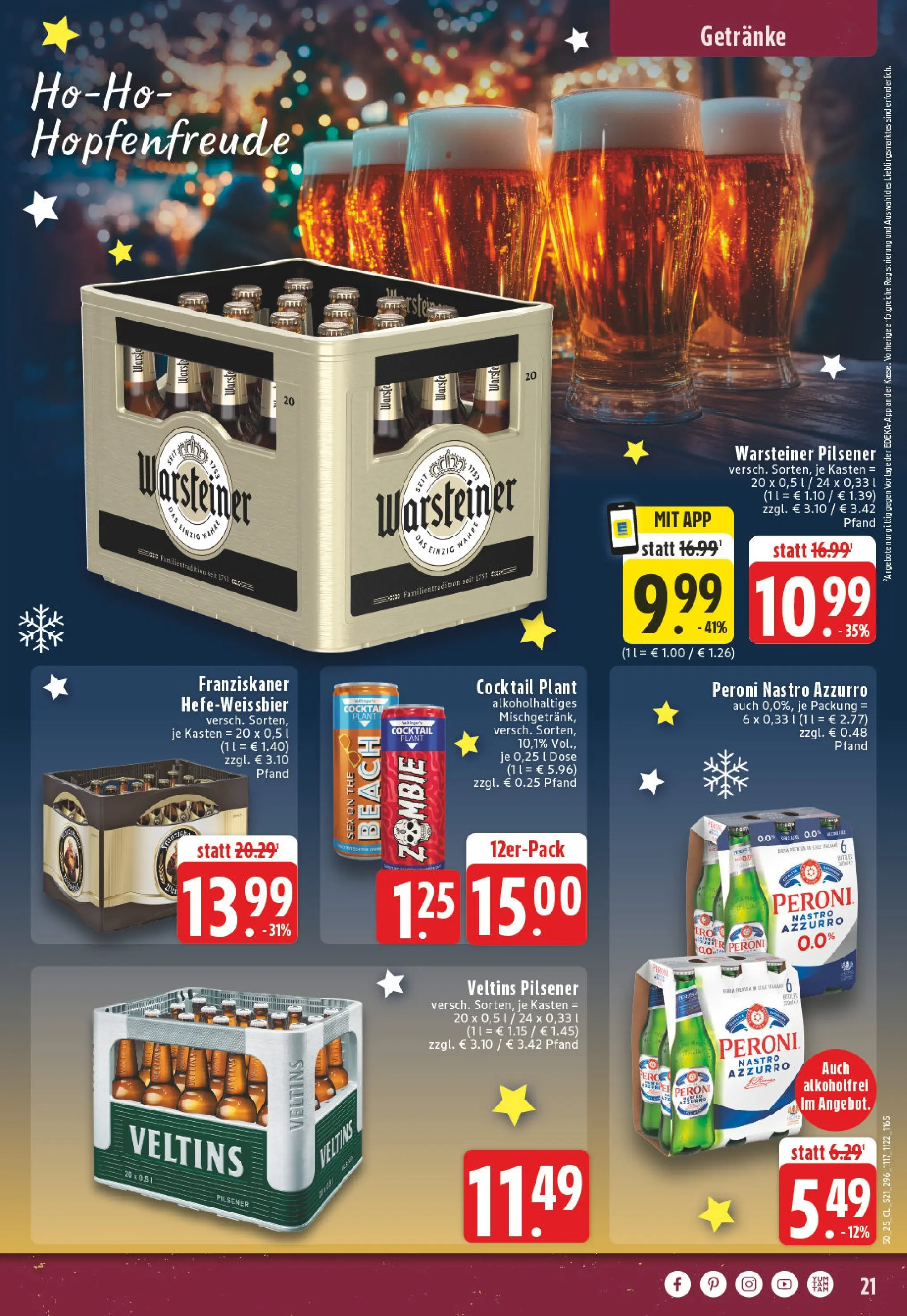 Edeka prospekt Ochtrup	 (ab 07.12.2025) » Angebote Online | Seite: 21 | Produkte: Franziskaner, Warsteiner, Veltins
