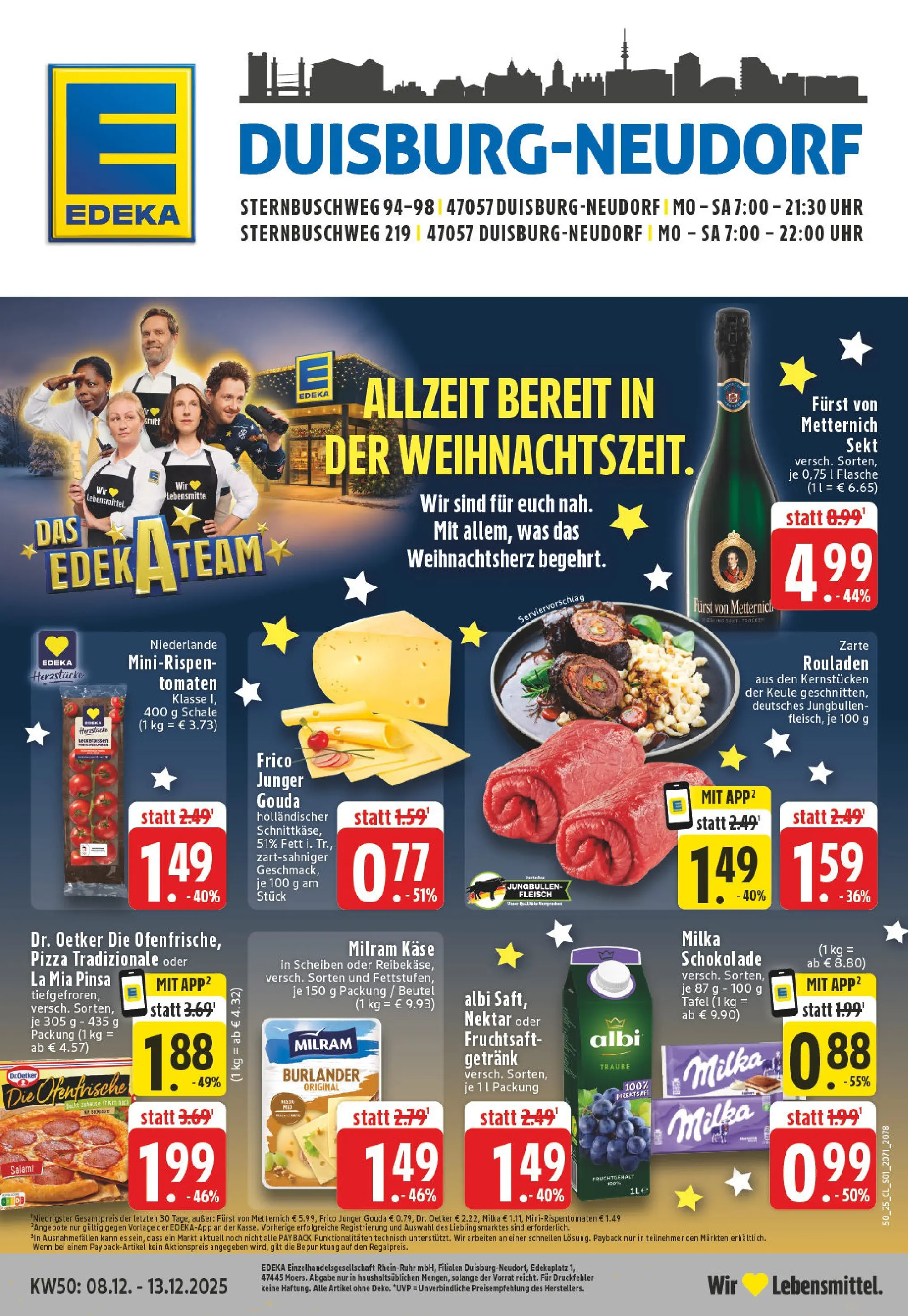 Edeka prospekt Duisburg	 (ab 07.12.2025) » Angebote Online | Seite: 1 | Produkte: Furst von metternich, Tomaten, Pizza, Fleisch